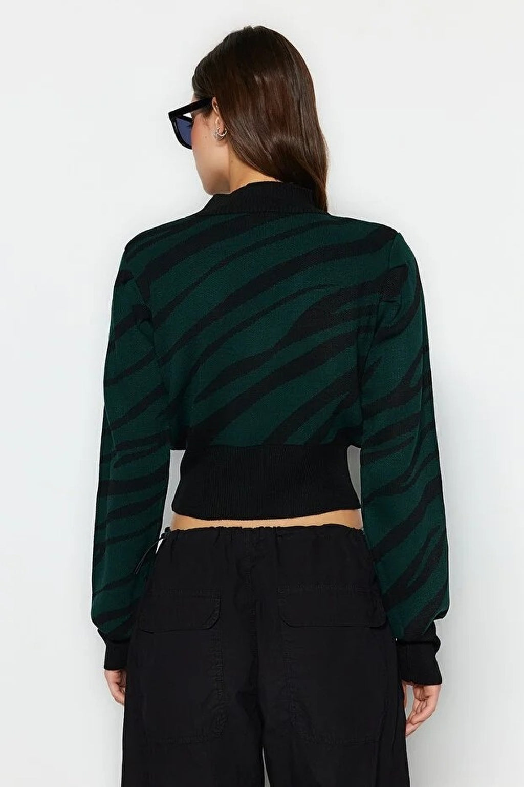 Zebra Print Crop Knit Sweater