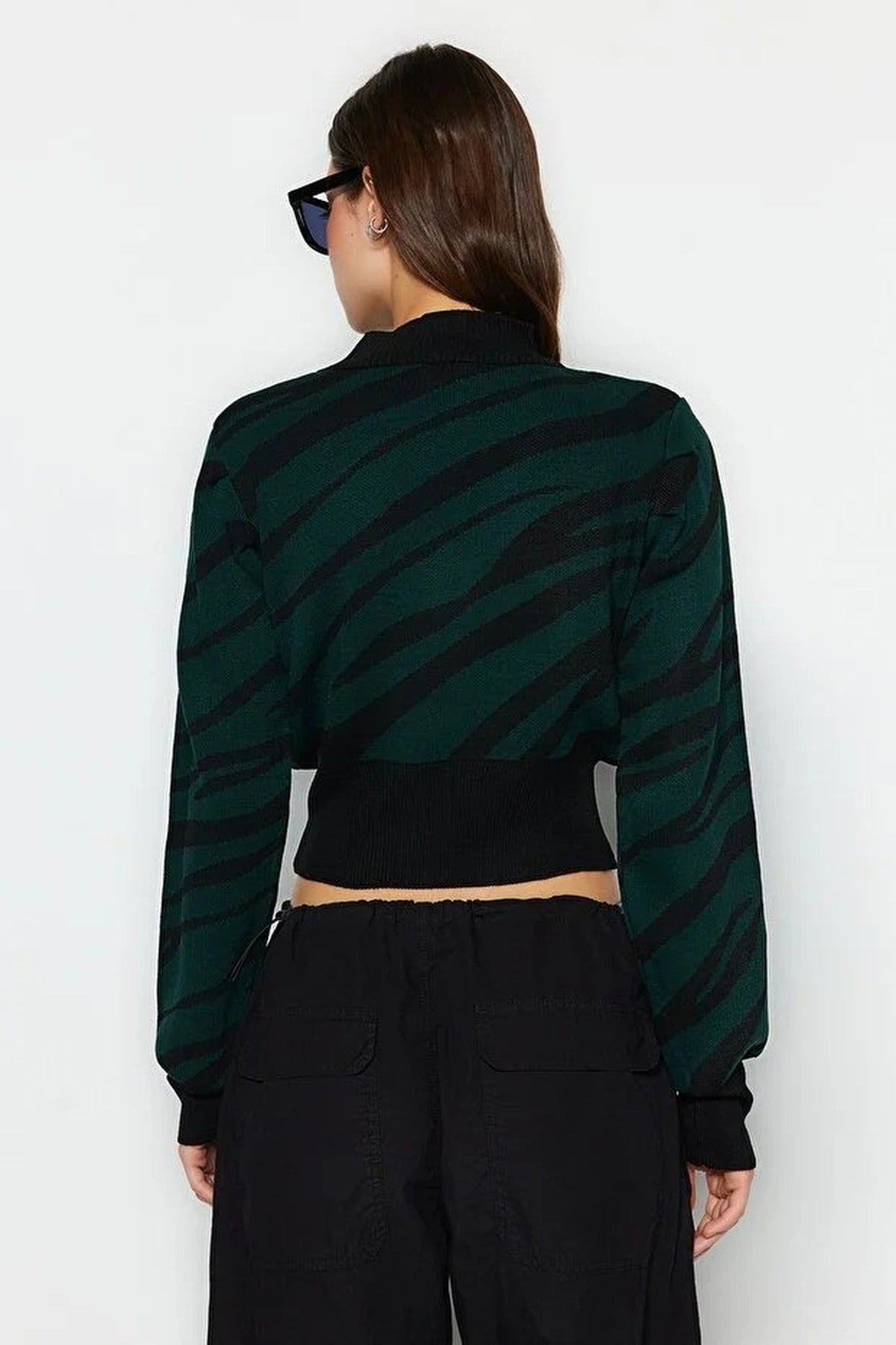 Zebra Print Crop Knit Sweater