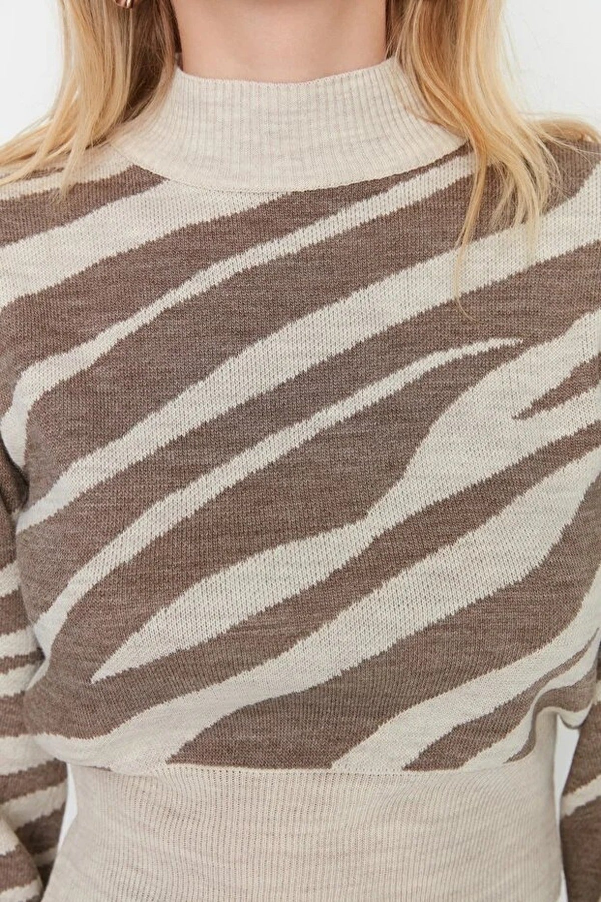Zebra Print Crop Knit Sweater