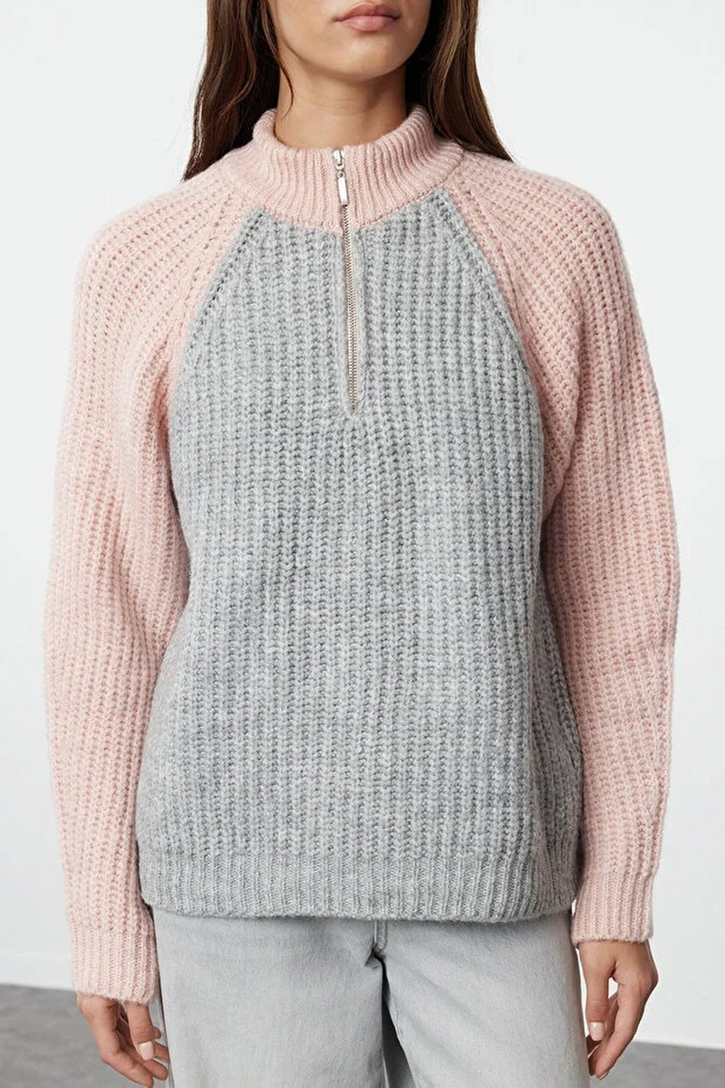 Color Block Soft-Textured Knit Sweater