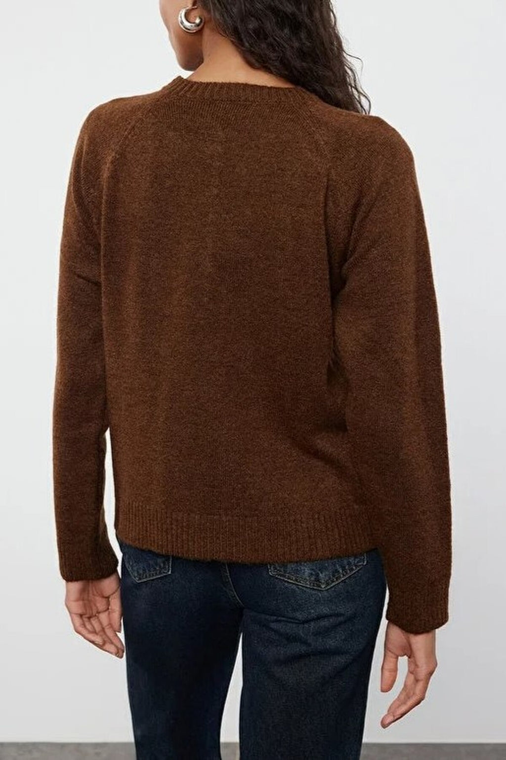 Soft-Textured Knit Sweater with Button Detail