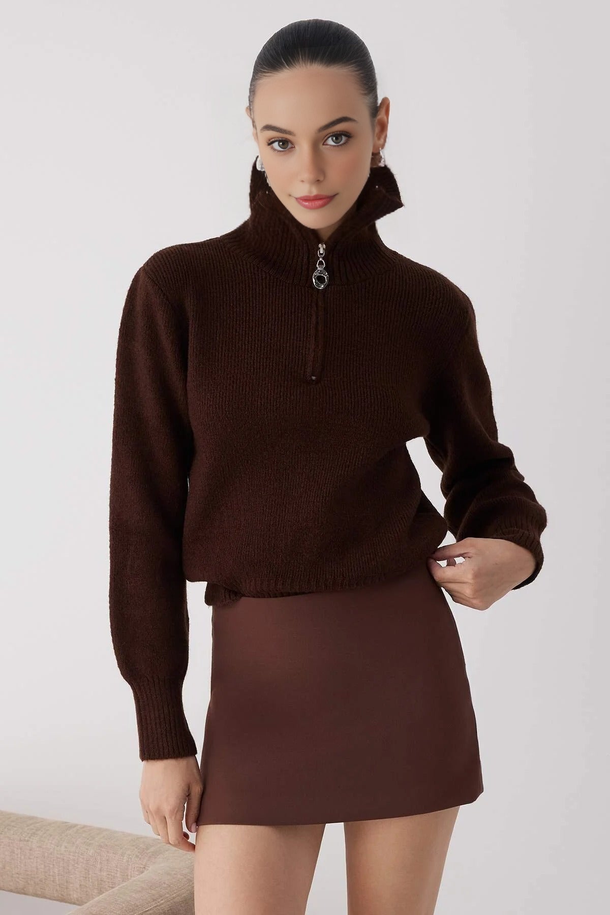 Knit Sweater with Zipper Detail