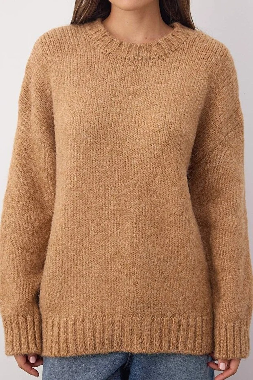 Soft-Textured Oversize Basic Knit Sweater