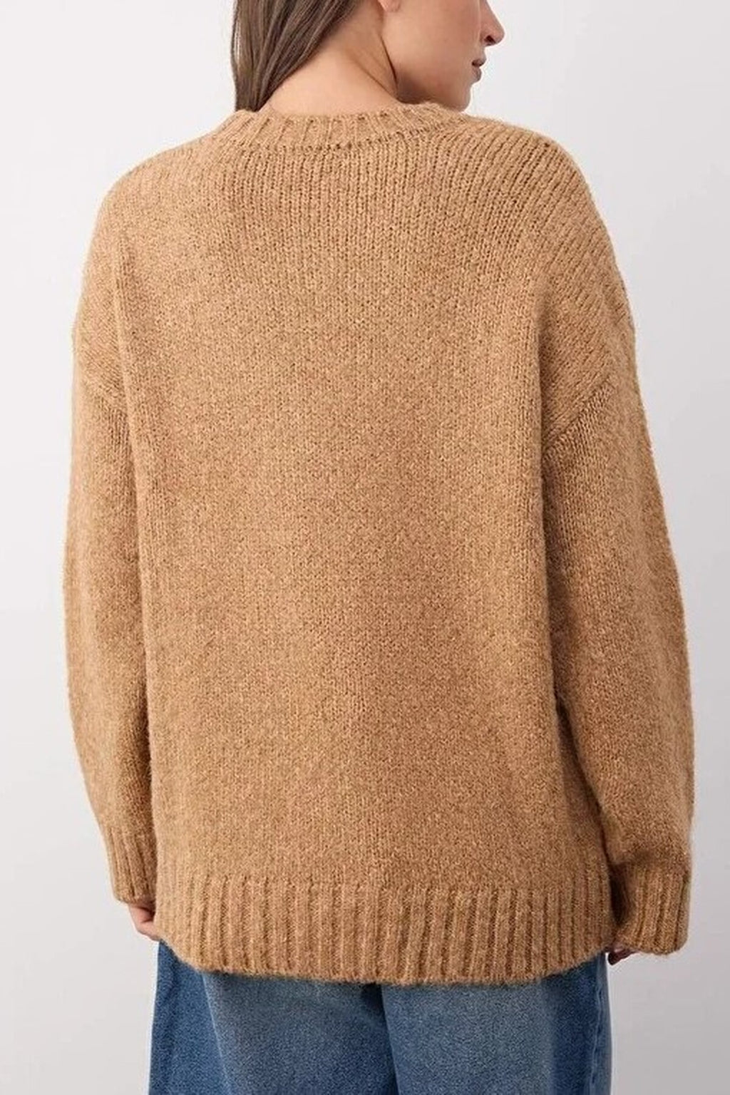 Soft-Textured Oversize Basic Knit Sweater