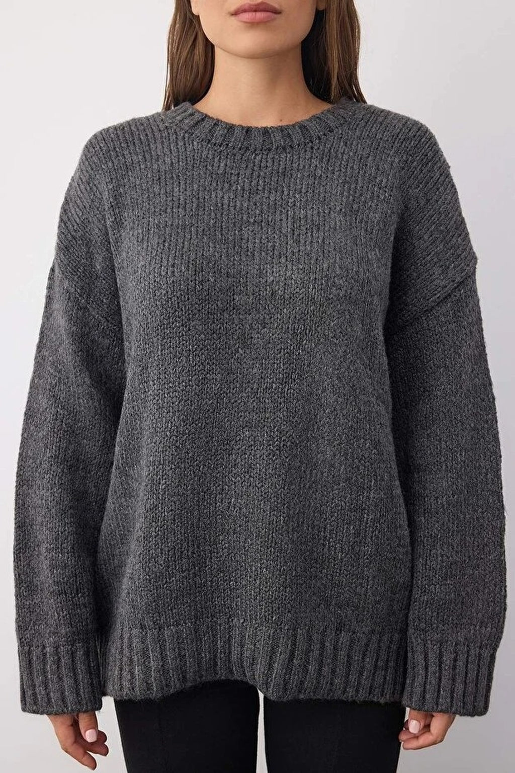 Soft-Textured Oversize Basic Knit Sweater