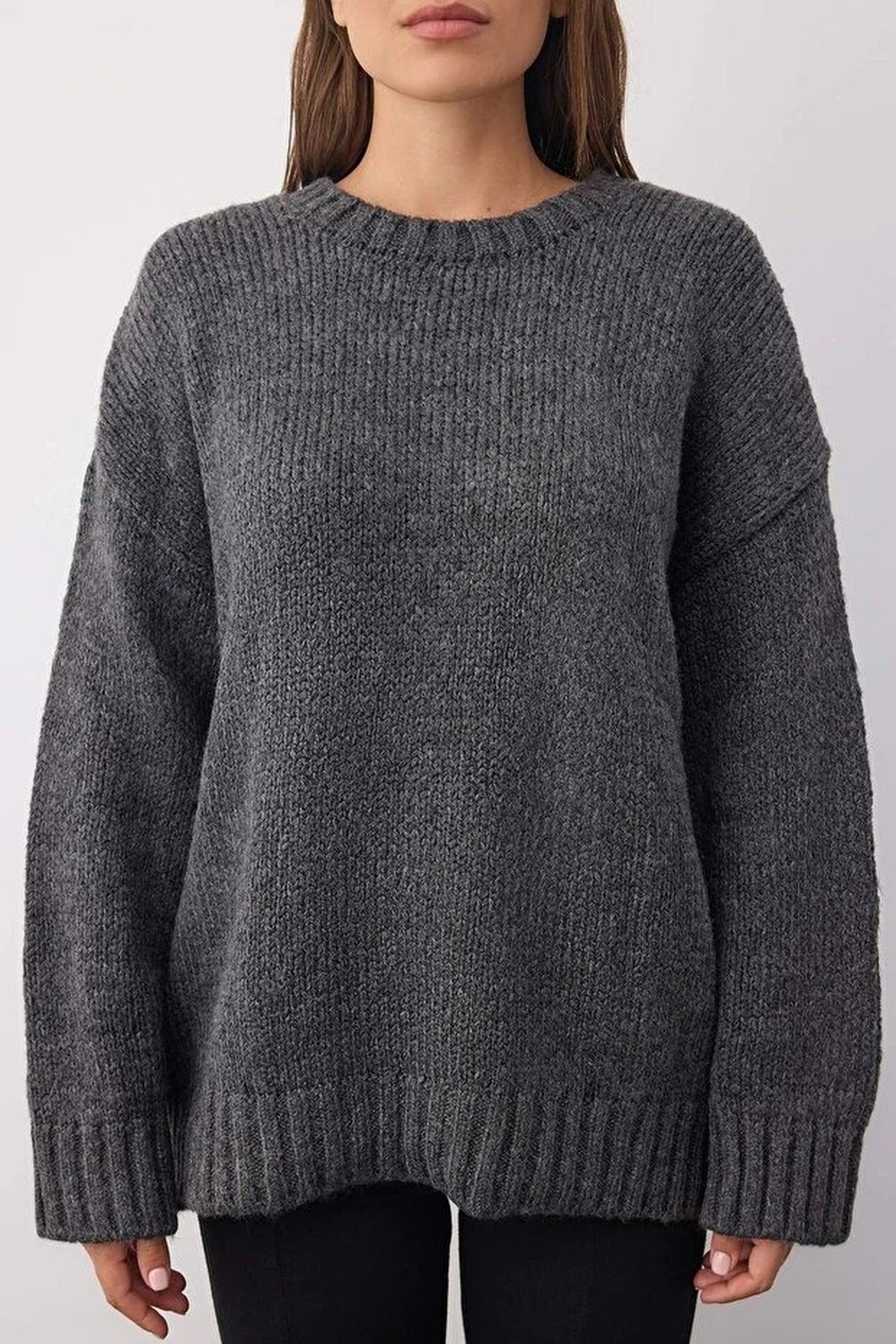 Soft-Textured Oversize Basic Knit Sweater