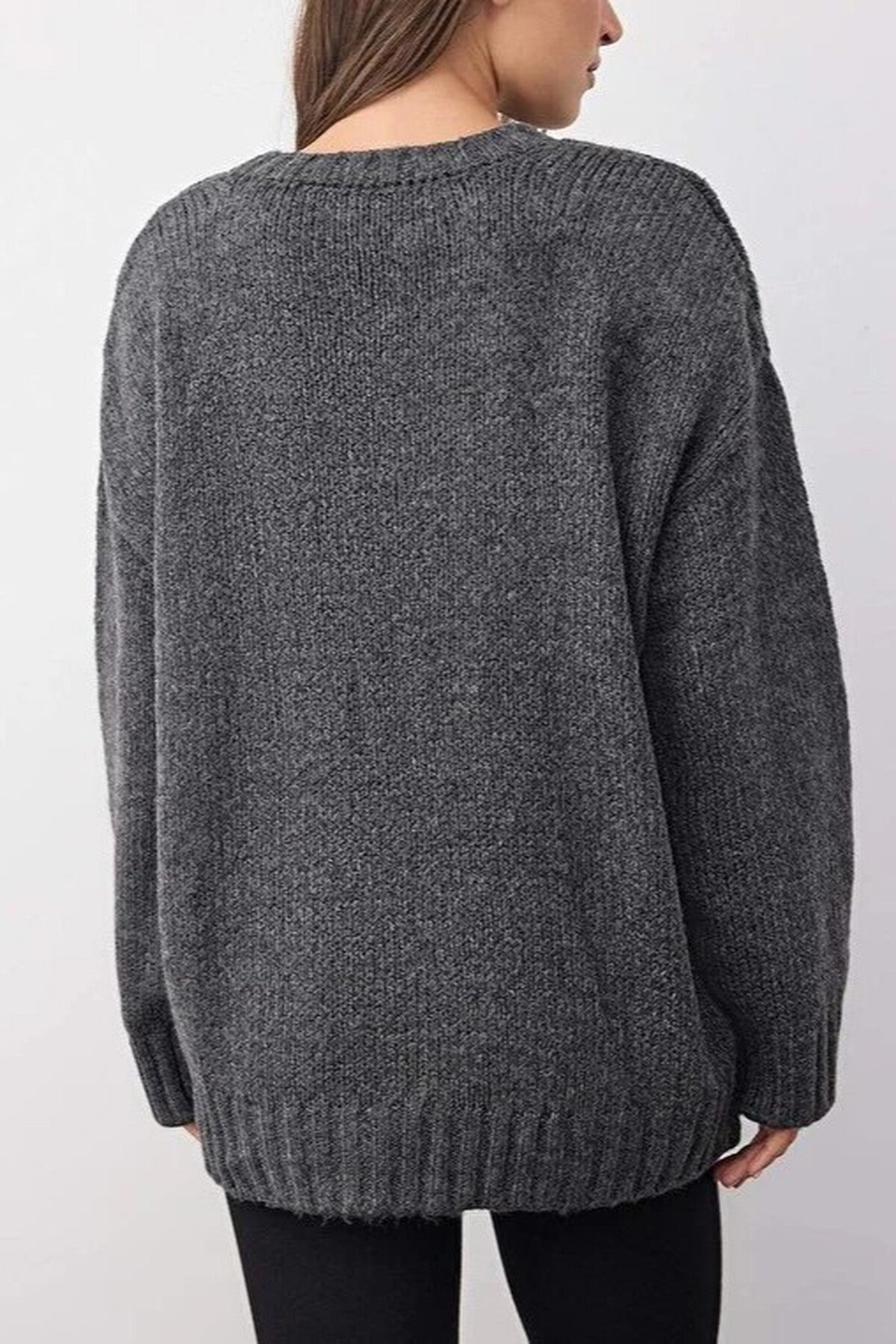 Soft-Textured Oversize Basic Knit Sweater