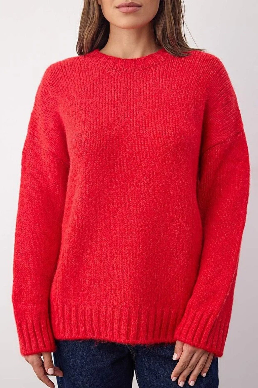 Soft-Textured Oversize Basic Knit Sweater