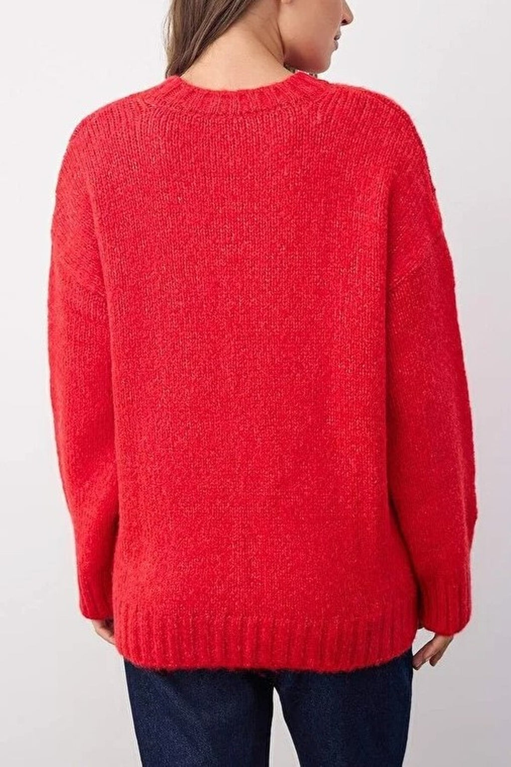 Soft-Textured Oversize Basic Knit Sweater