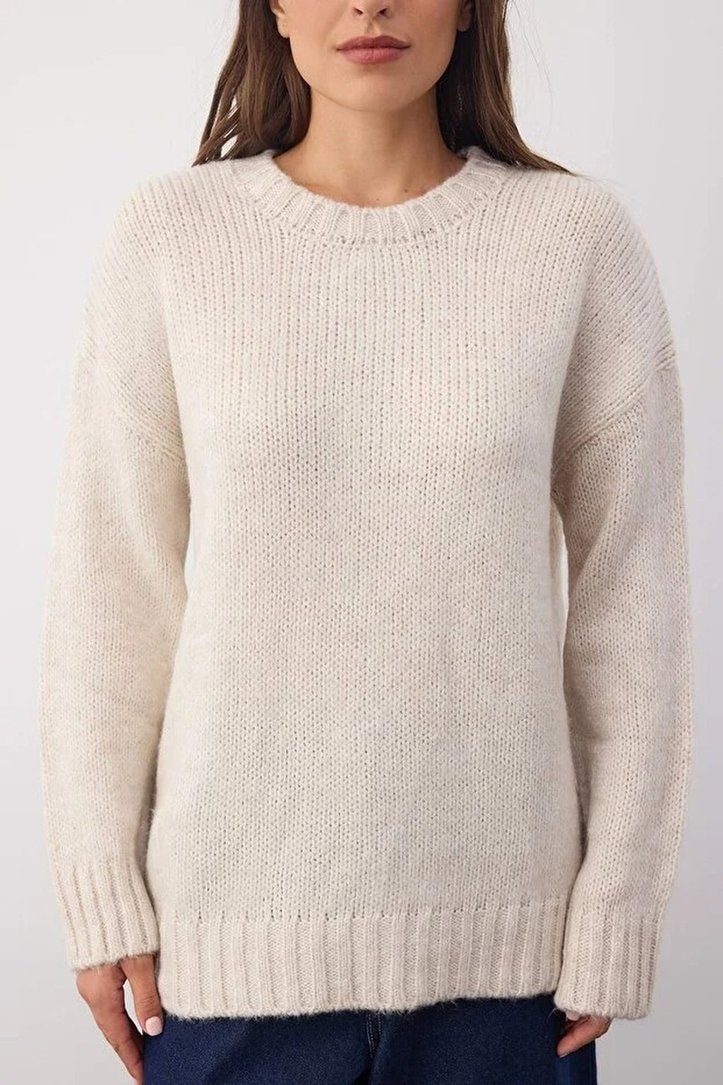 Soft-Textured Oversize Basic Knit Sweater