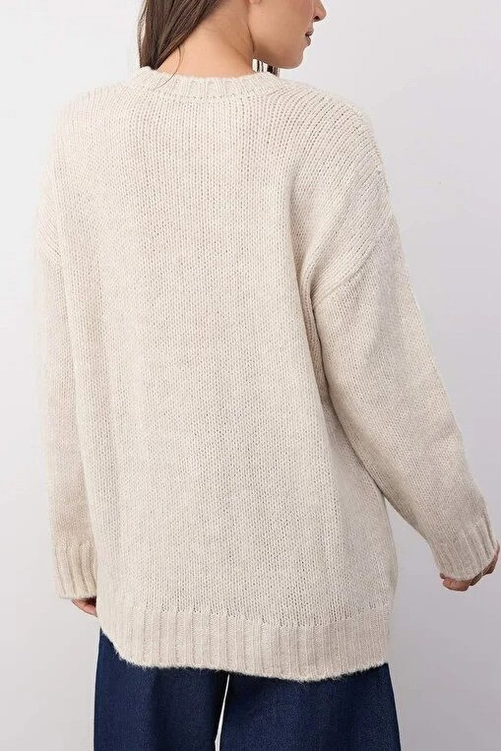 Soft-Textured Oversize Basic Knit Sweater