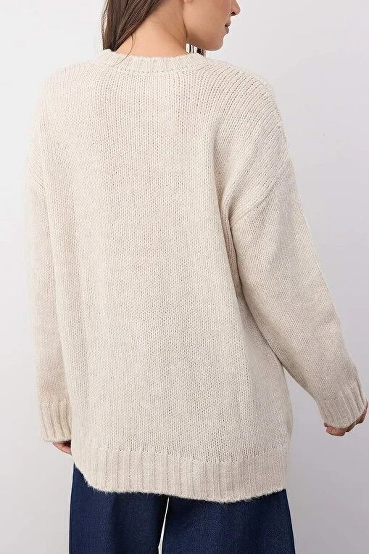 Soft-Textured Oversize Basic Knit Sweater