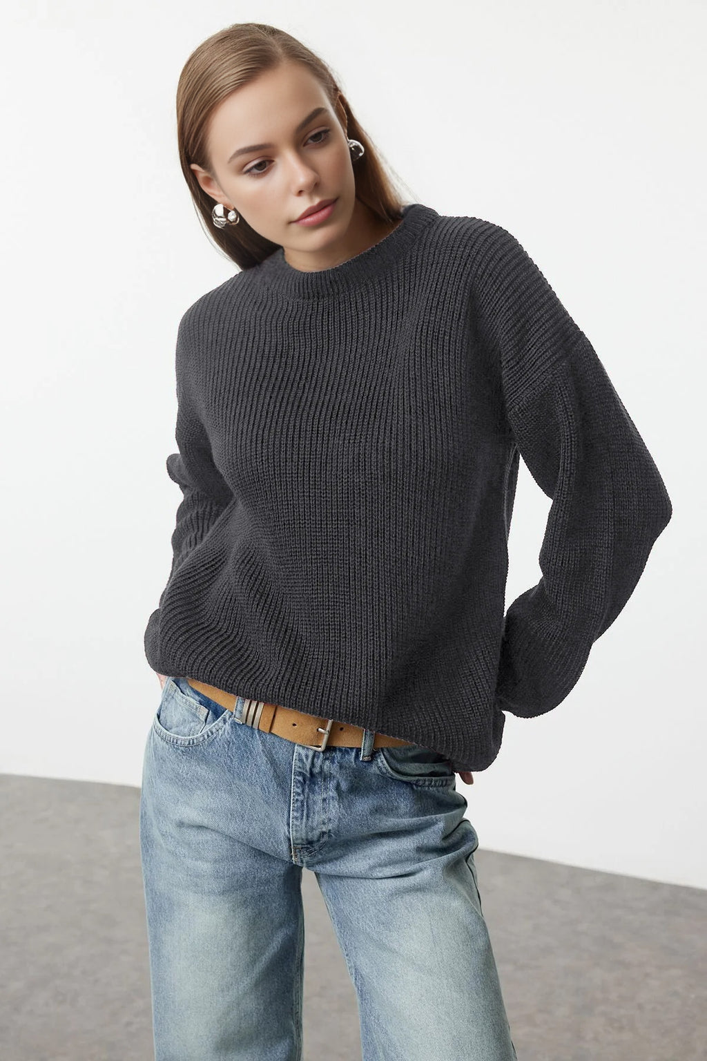 Ribbed Soft Textured Knit Sweater