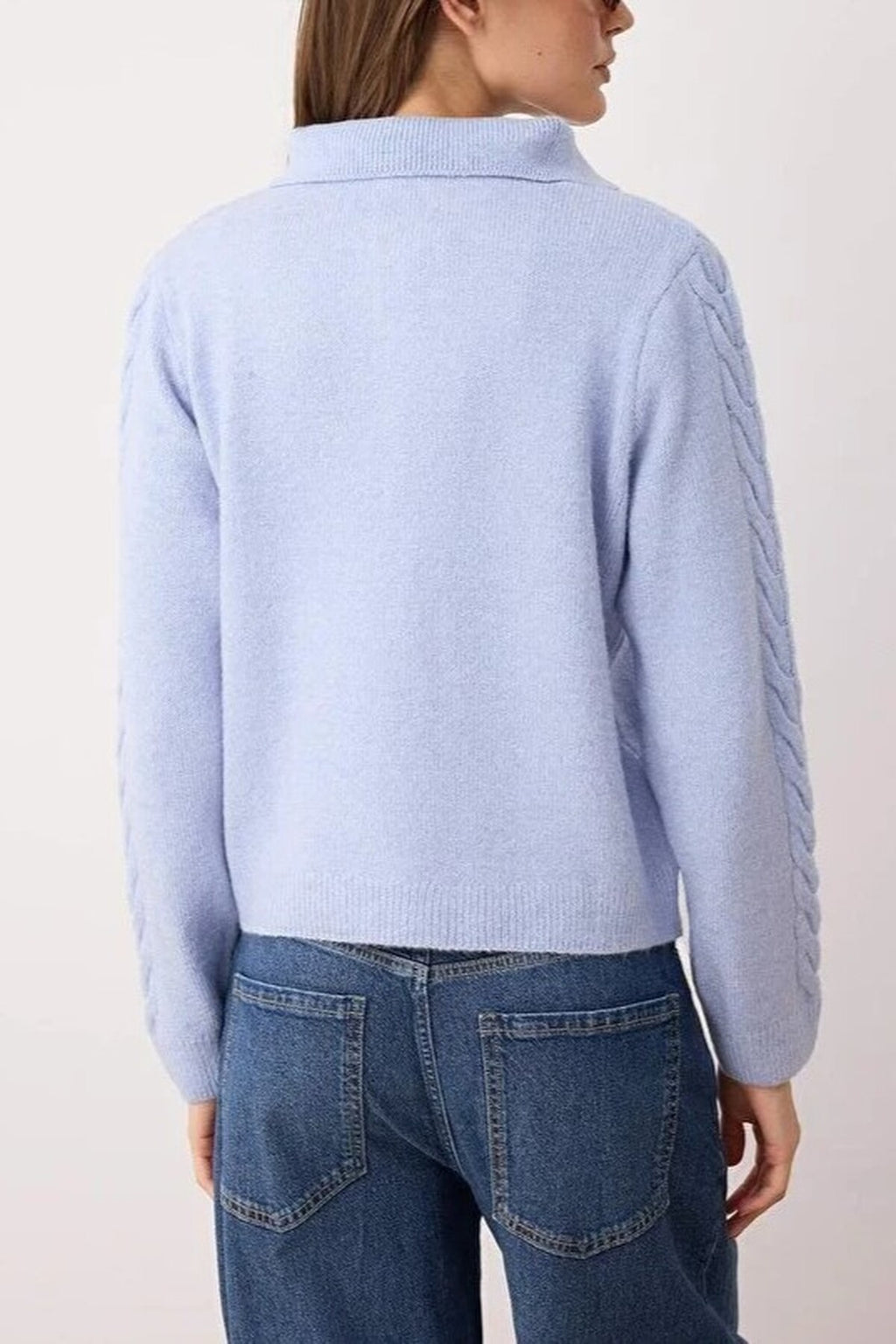 Soft-Textured Knit Sweater with Hair Knitting Detail