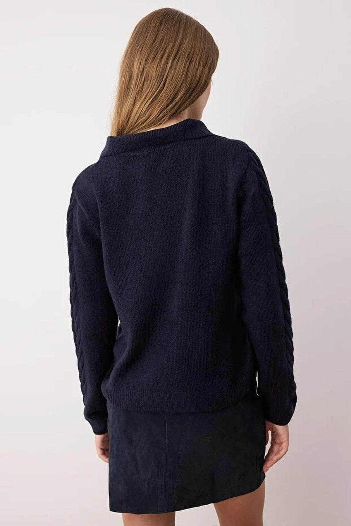 Soft-Textured Knit Sweater with Hair Knitting Detail