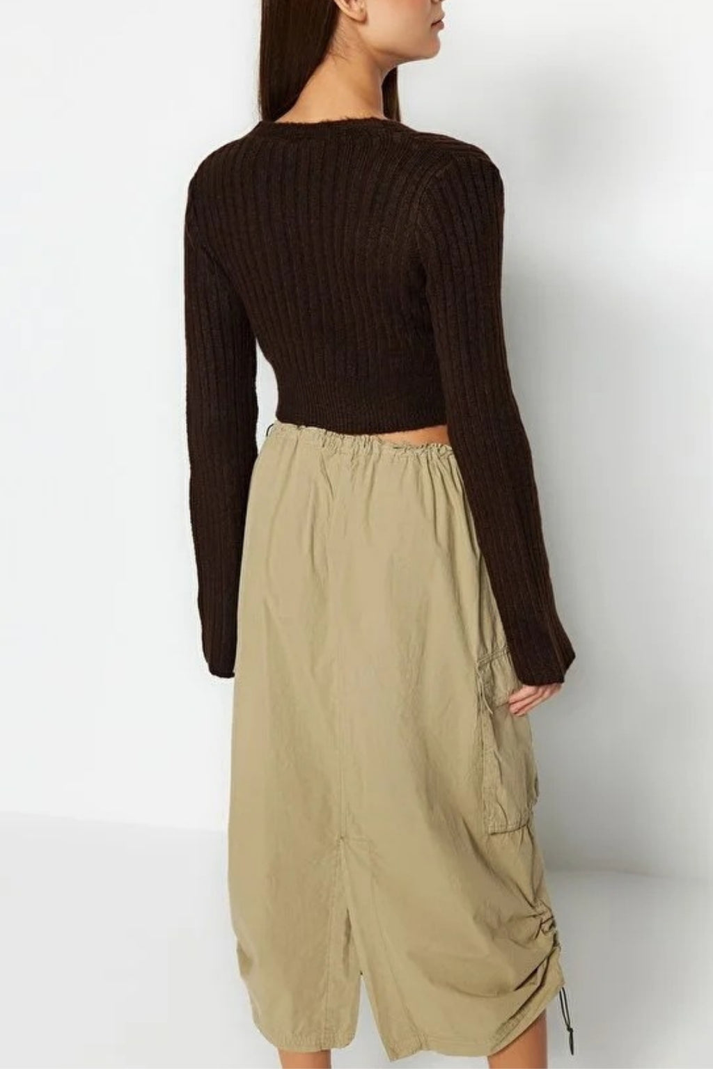 Crop Soft Textured Double Breasted Knit Sweater