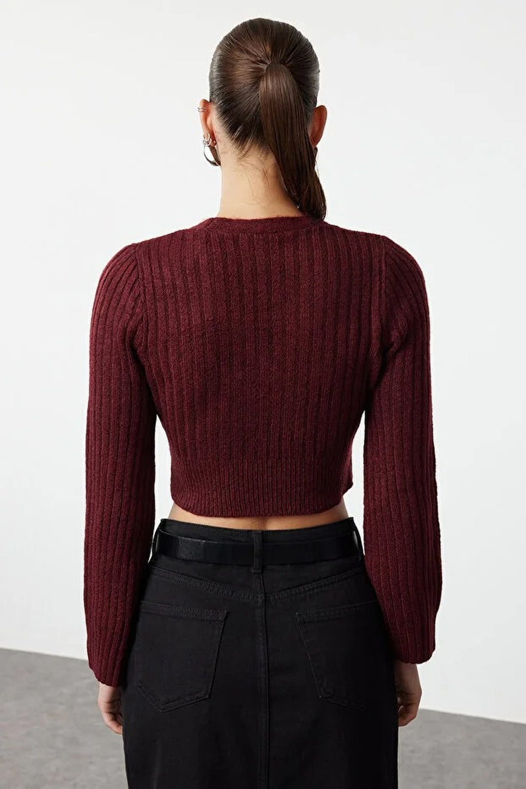 Crop Soft Textured Double Breasted Knit Sweater