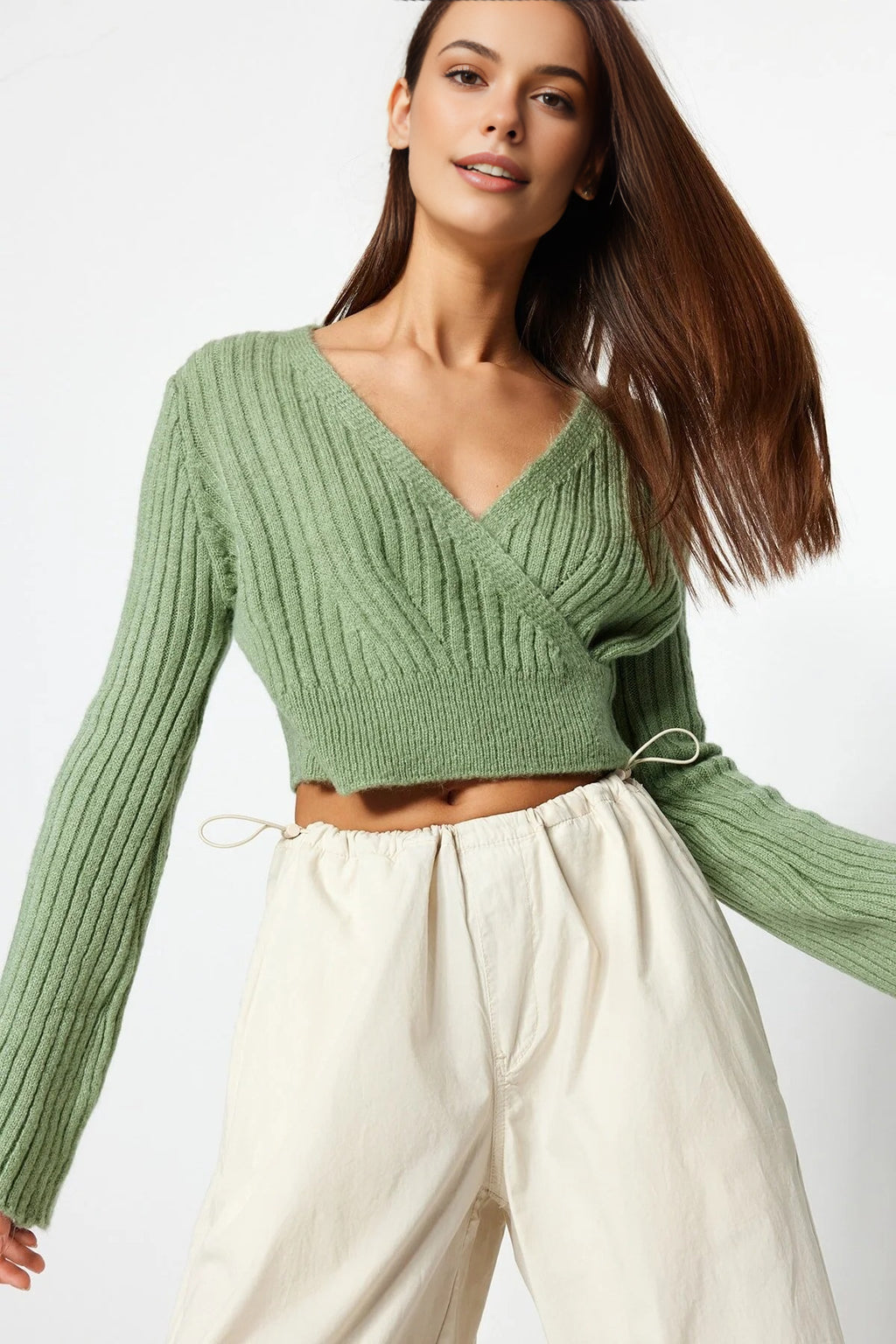 Crop Soft Textured Double Breasted Knit Sweater