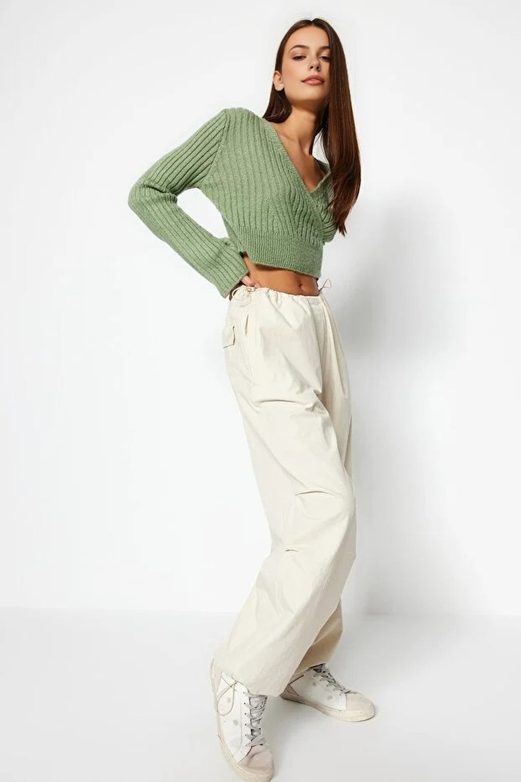 Crop Soft Textured Double Breasted Knit Sweater