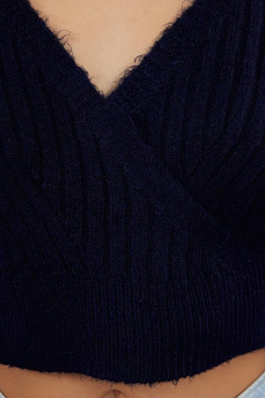 Crop Soft Textured Double Breasted Knit Sweater