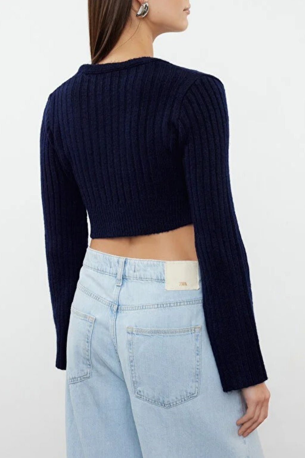 Crop Soft Textured Double Breasted Knit Sweater