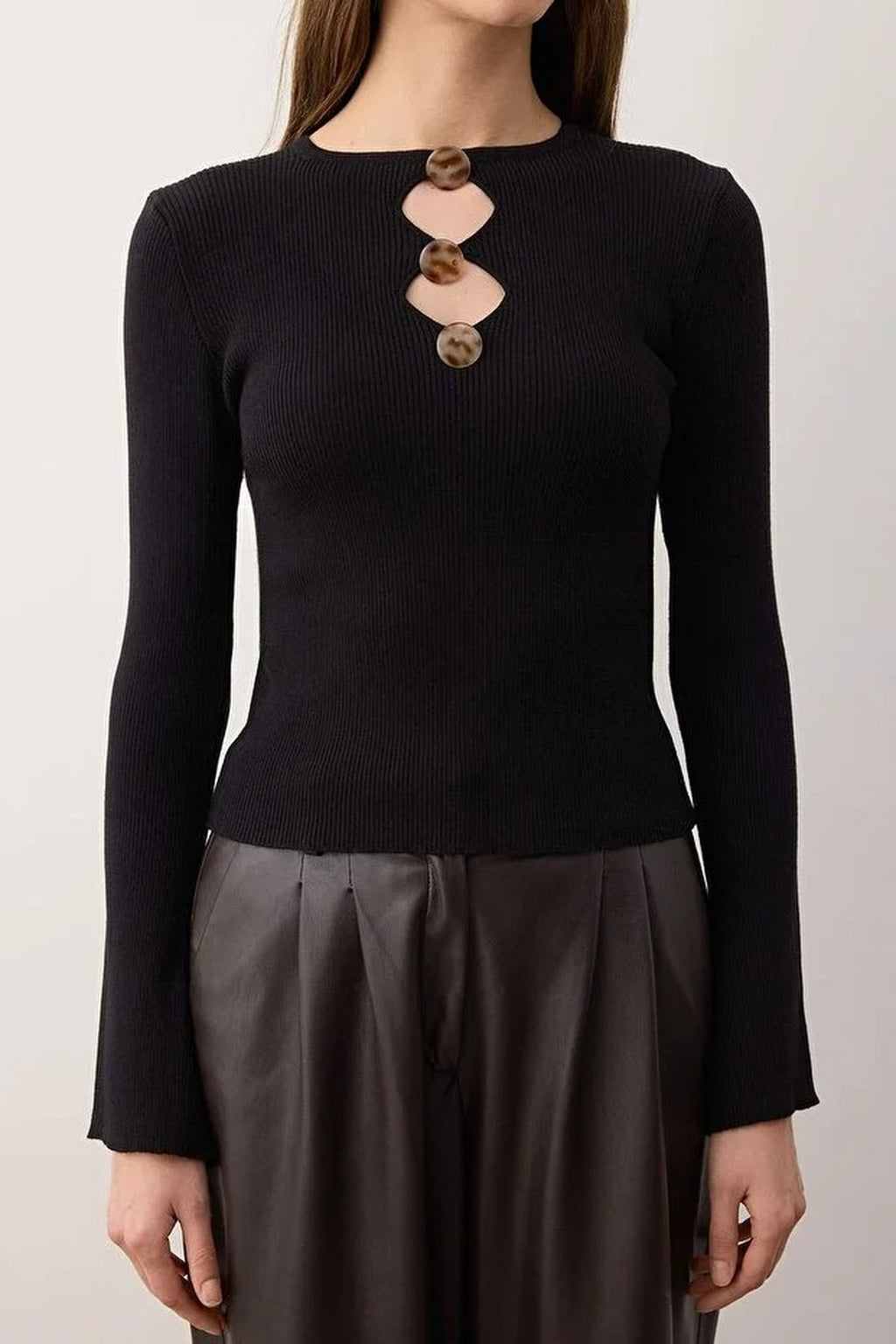 Knit Sweater with Accessories and Cut Out Details