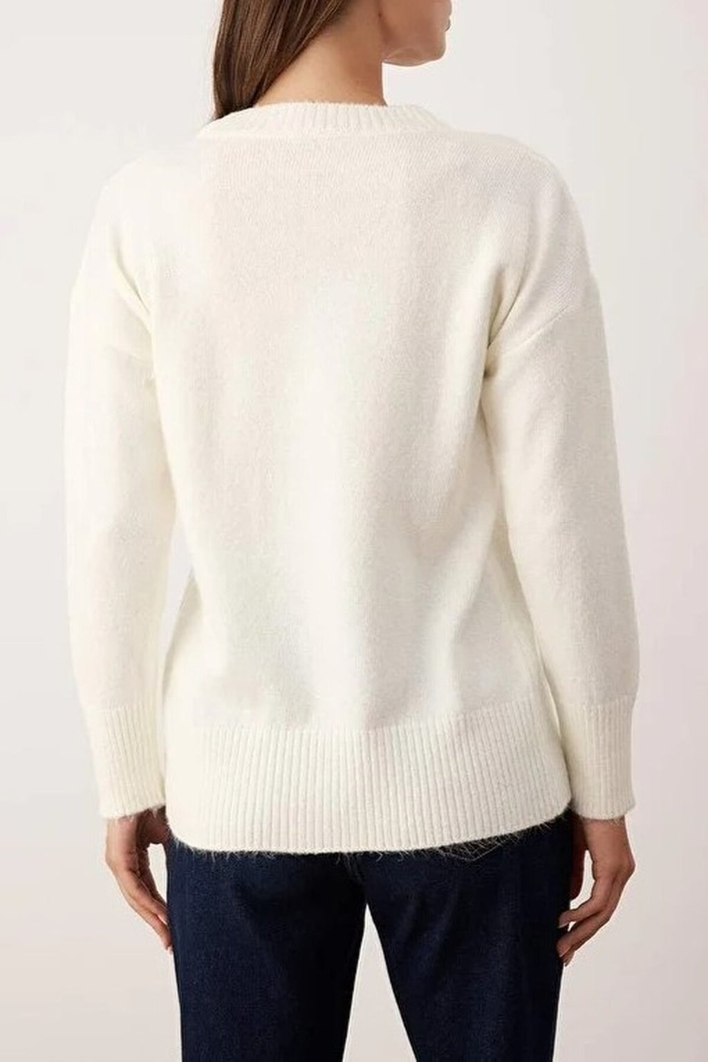 Soft Textured Knit Sweater with Slit Detail