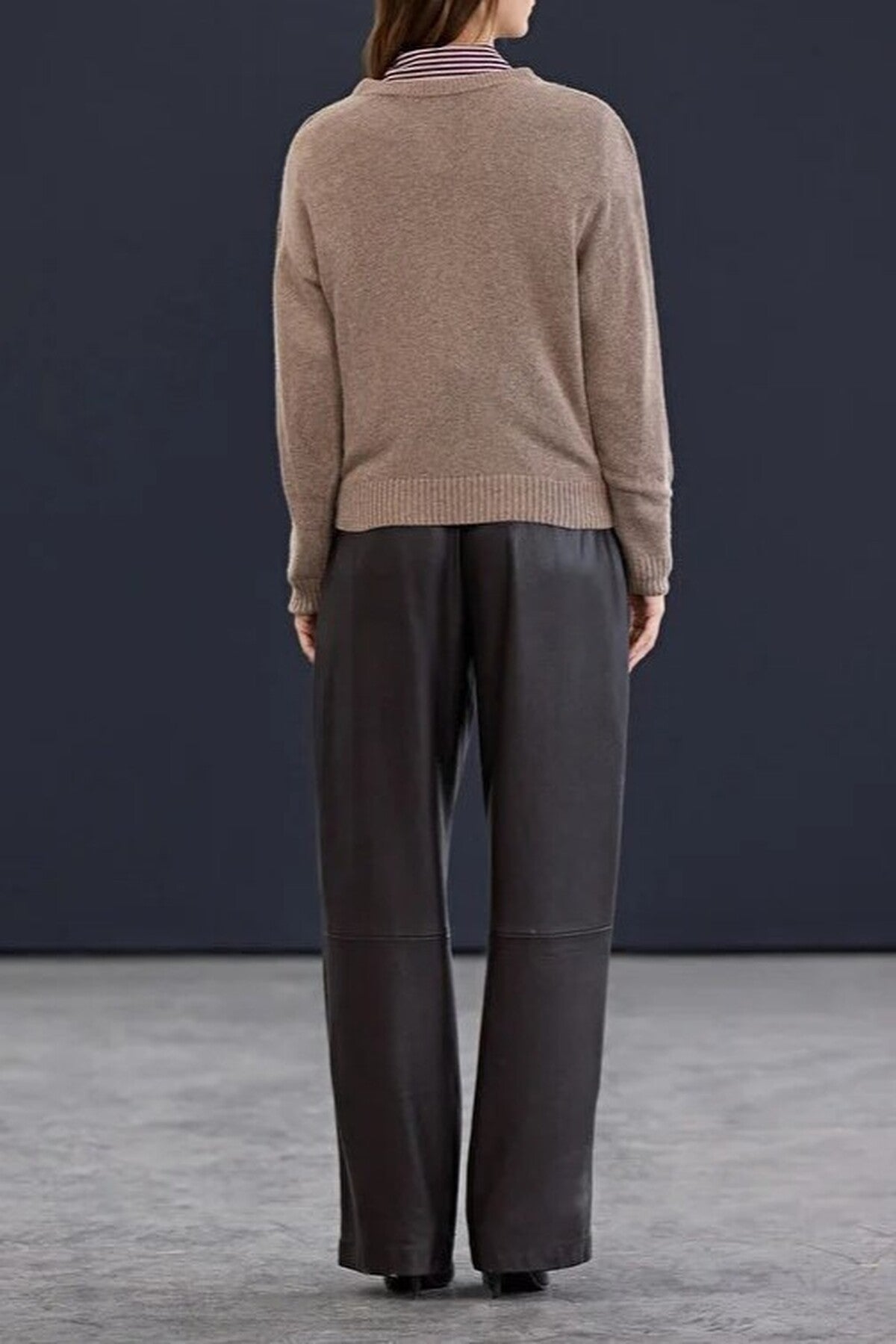 Cashmere Blend Crew Neck Knit Sweater