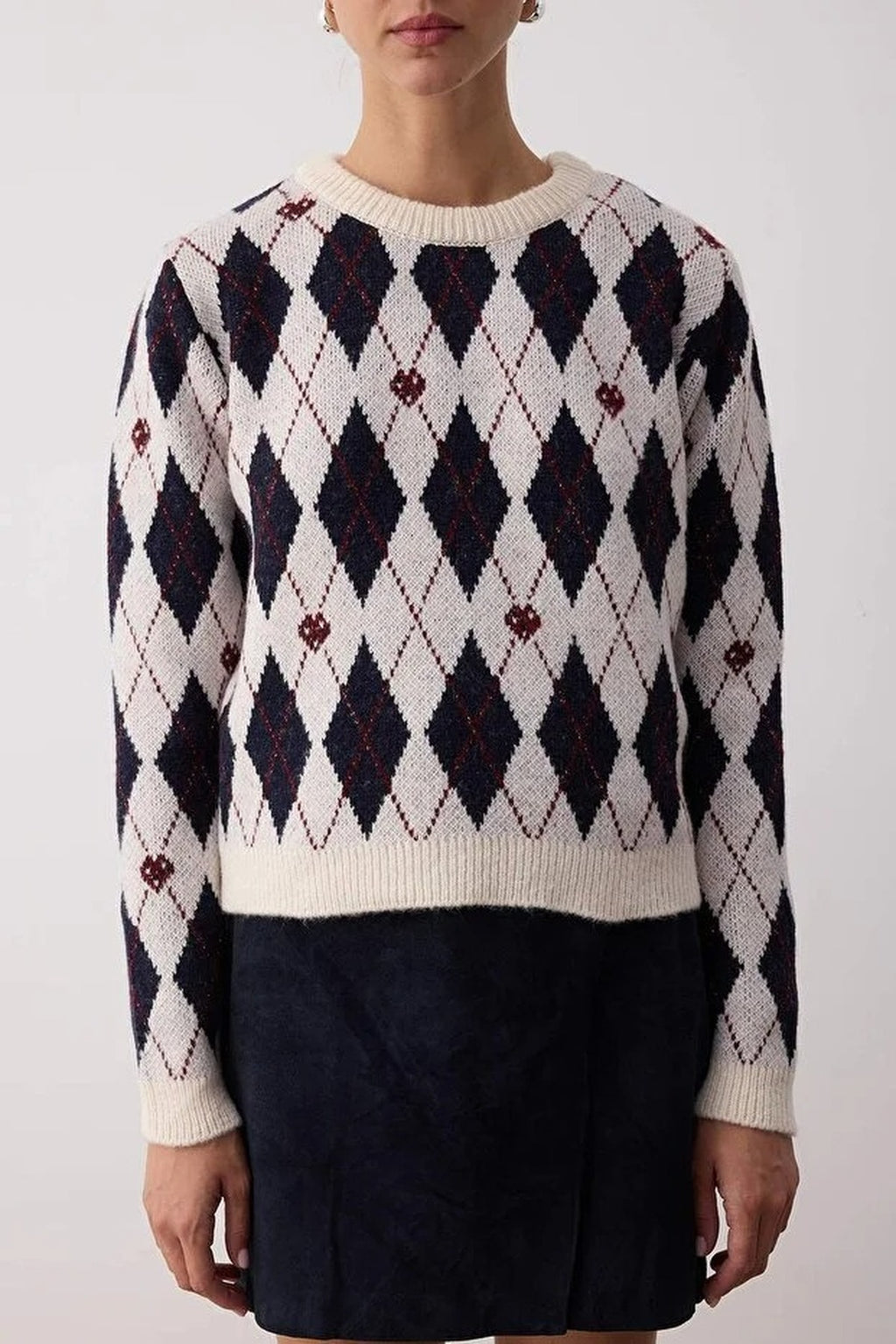 Soft Textured Patterned Glittery Knit Sweater