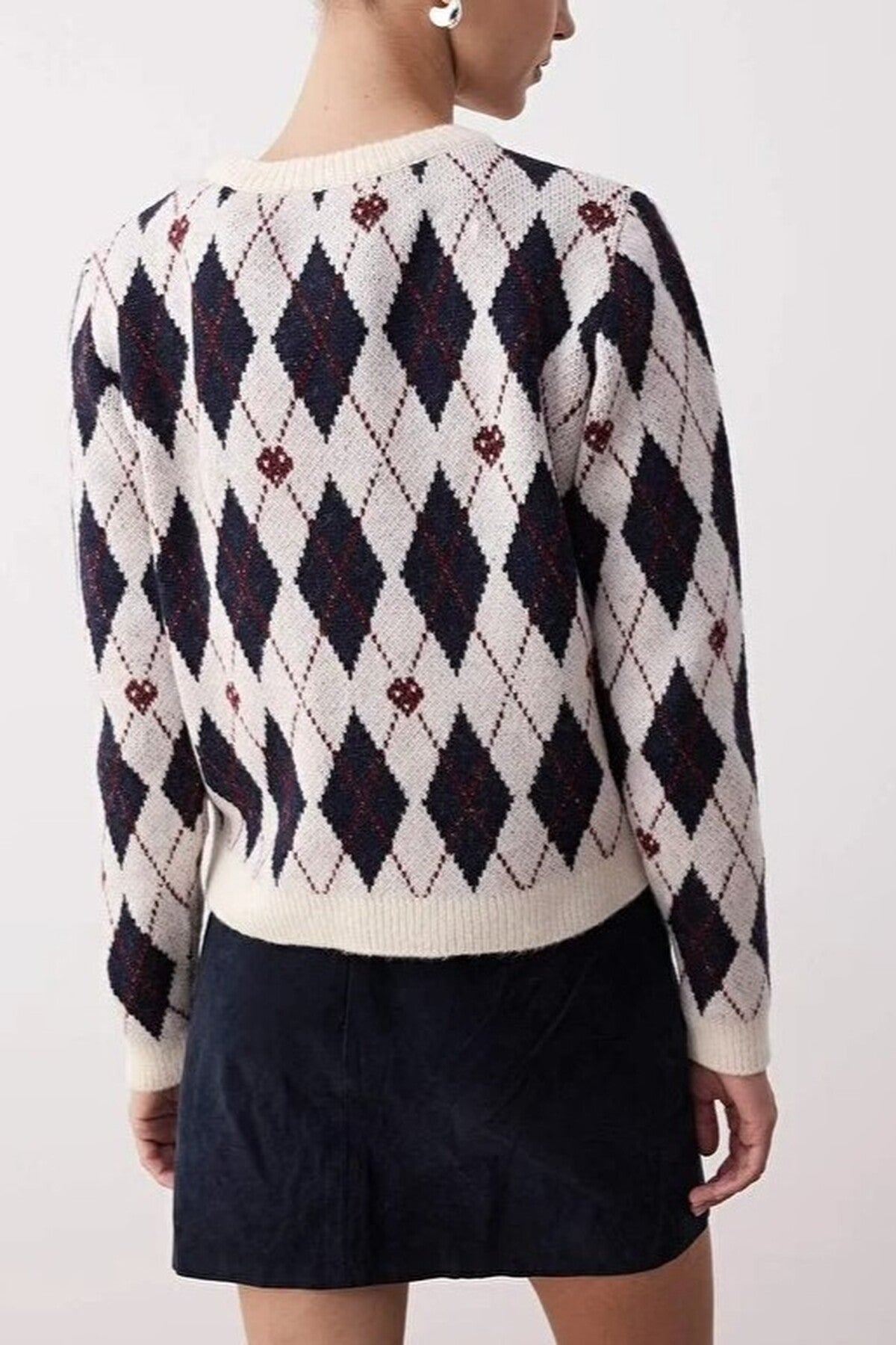 Soft Textured Patterned Glittery Knit Sweater