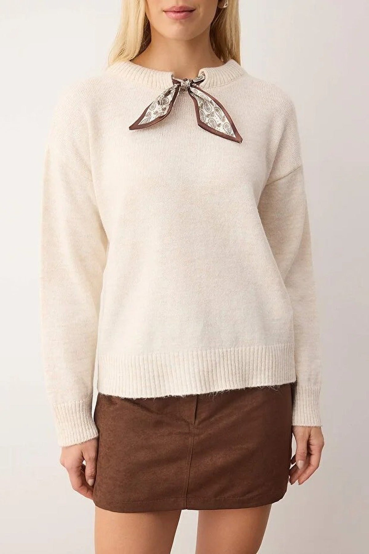 Soft Textured Knit Sweater with Shawl Detail