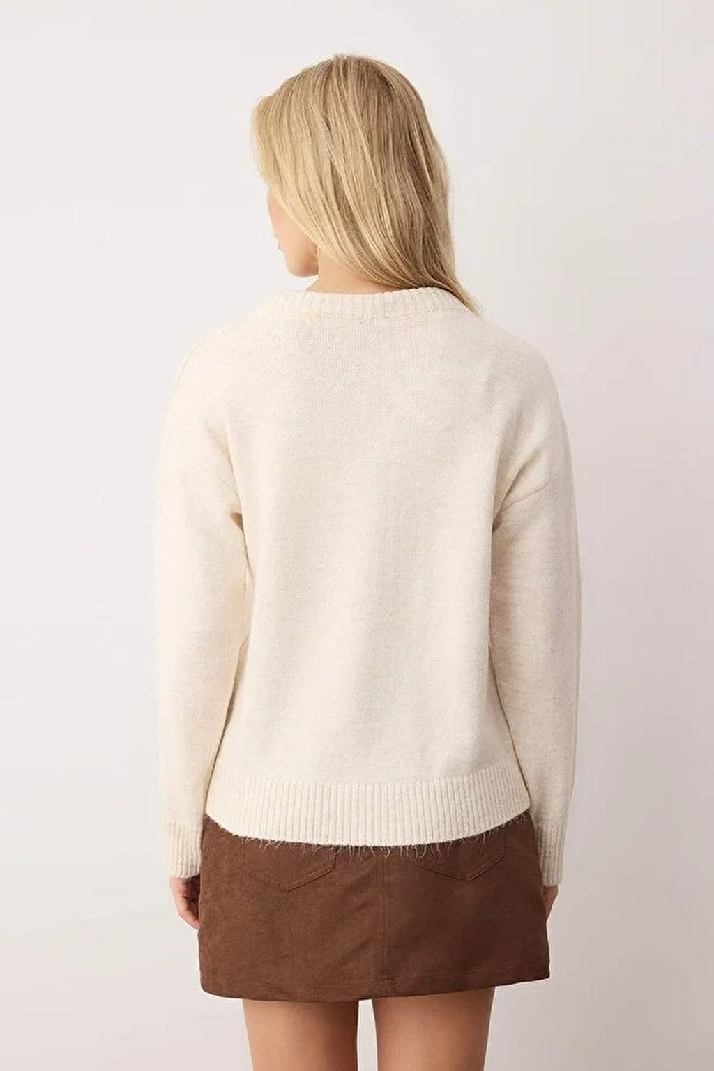 Soft Textured Knit Sweater with Shawl Detail