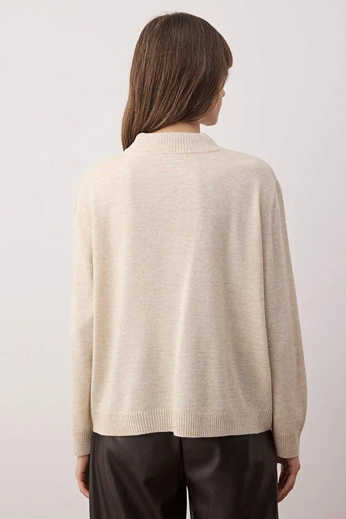 Scarf Collar Detail Knit Sweater