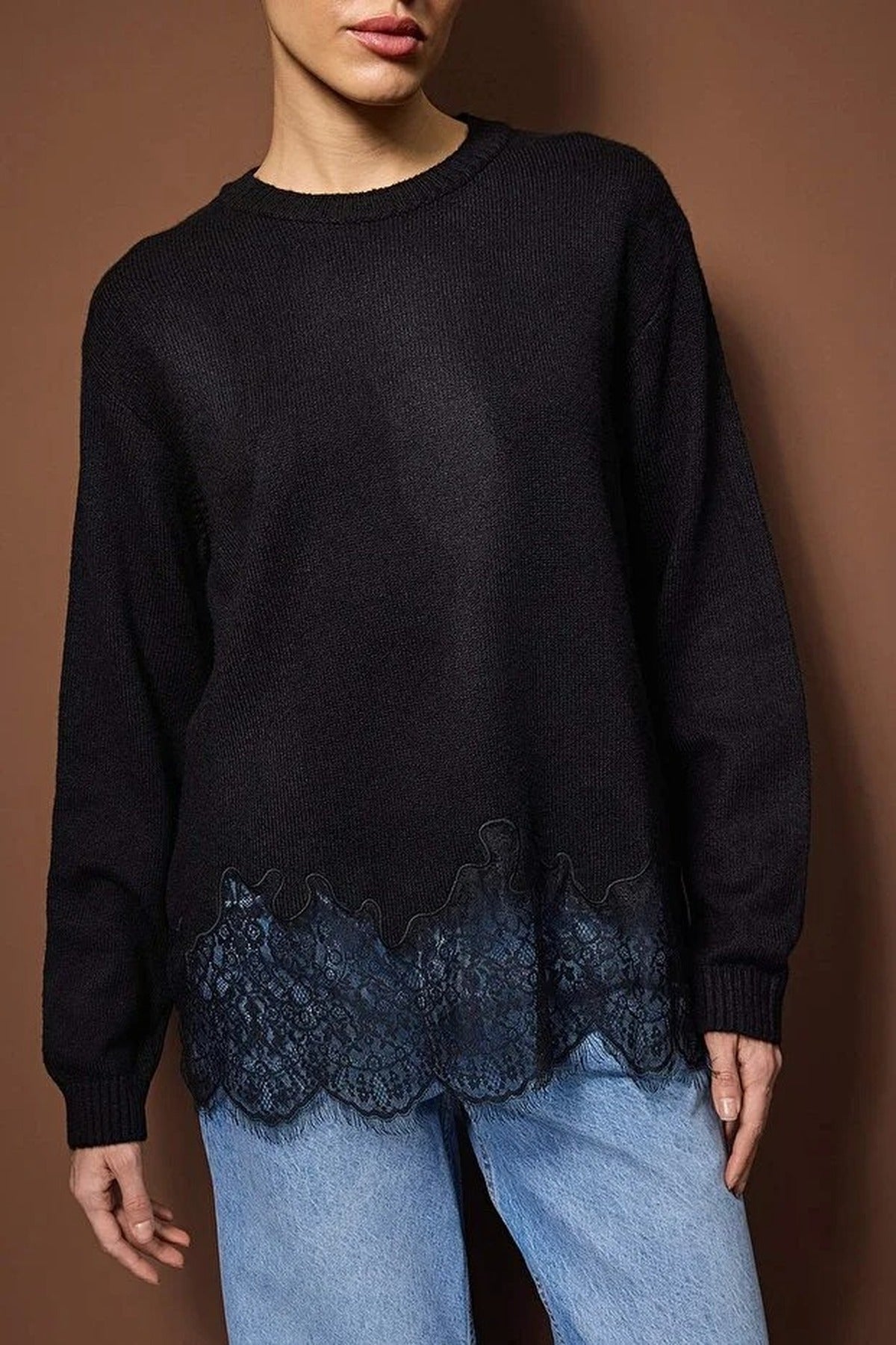 Lace Detail Knit Sweater