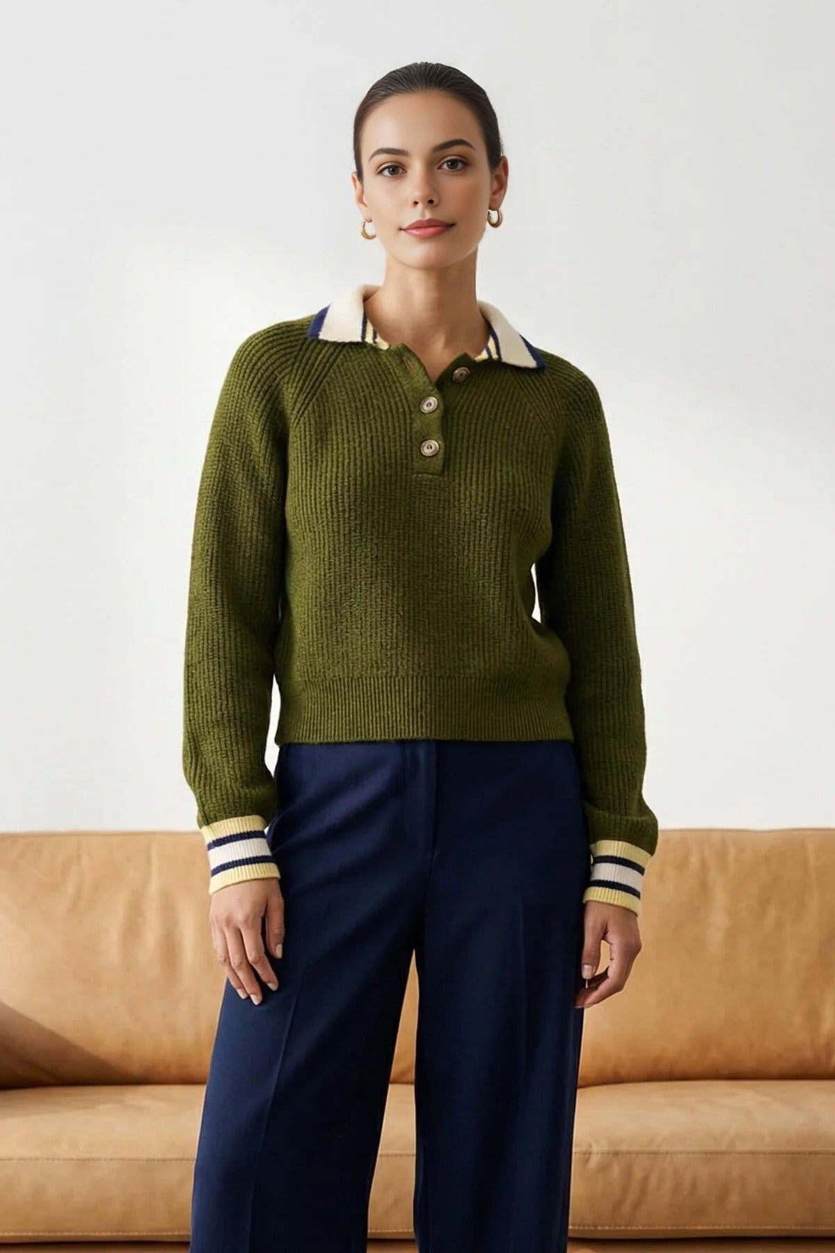 Soft Textured Color Block Knit Sweater