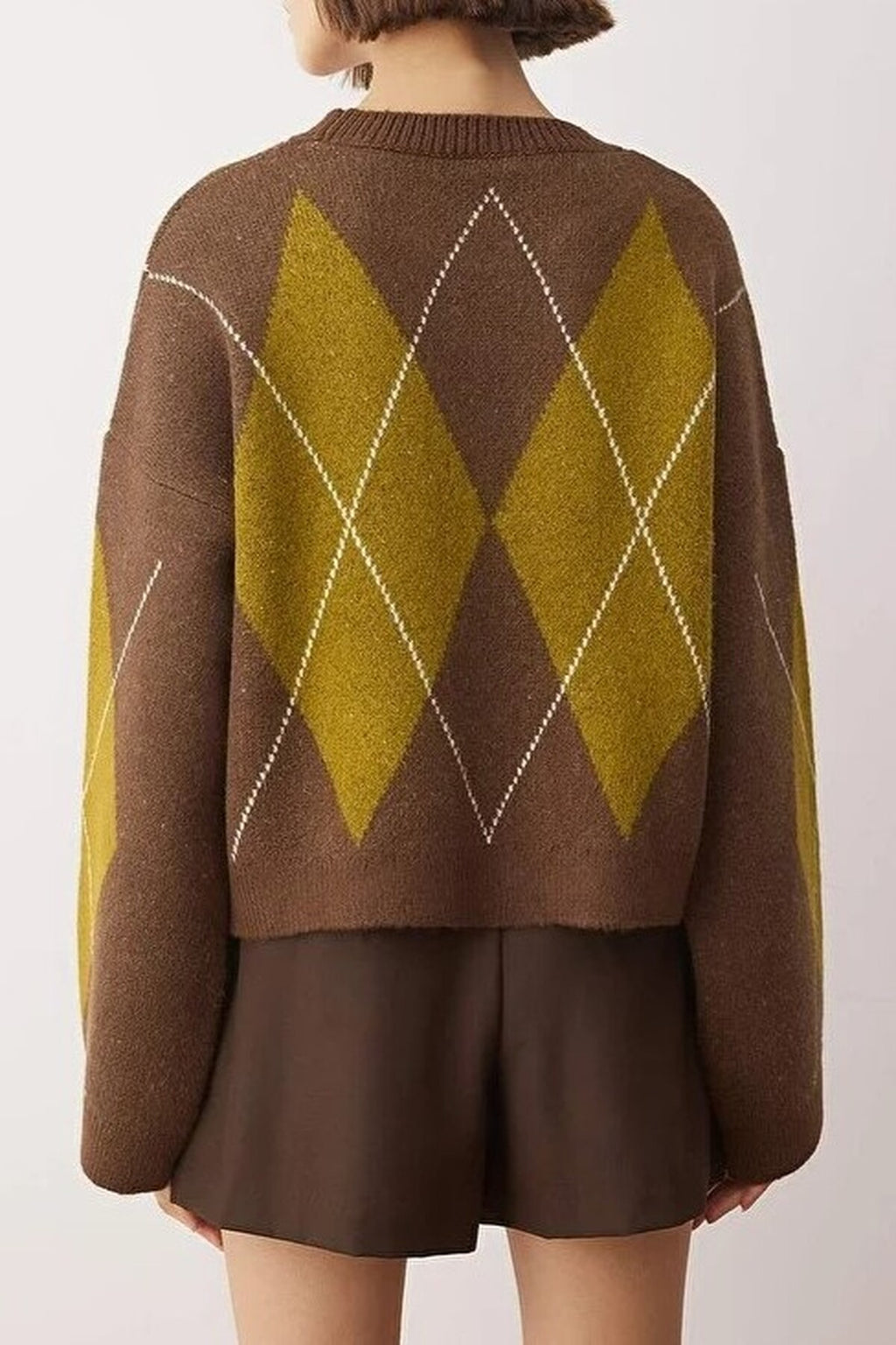 Argyle Patterned Knitted Sweater