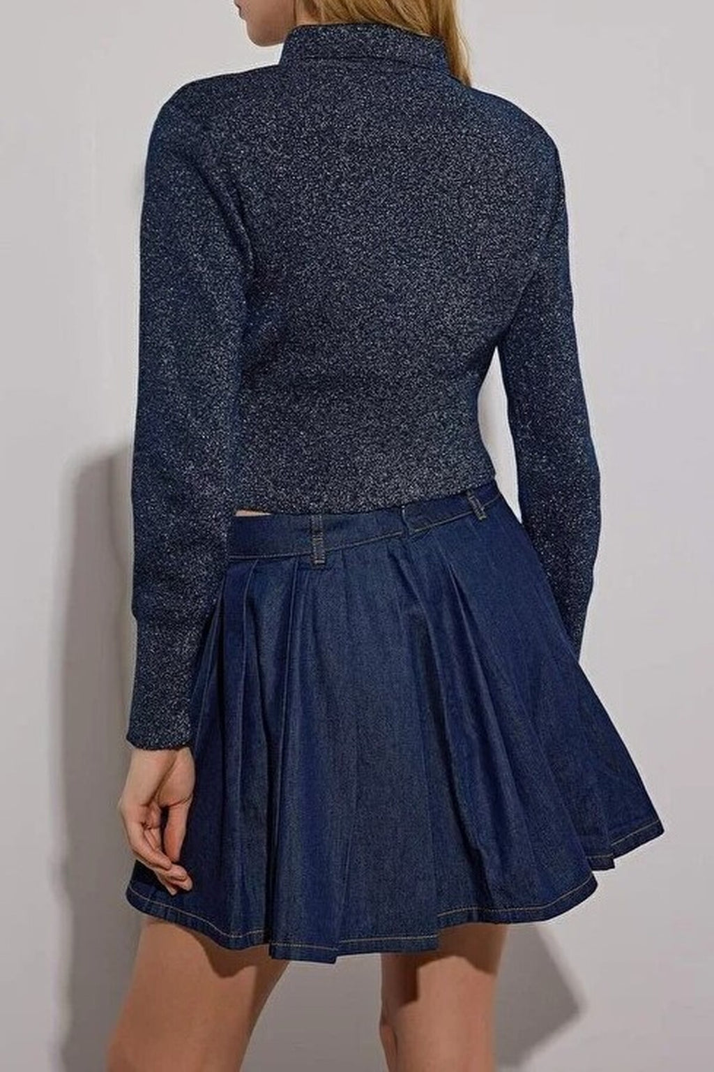 Crop Glitter Yarn Knit Sweater