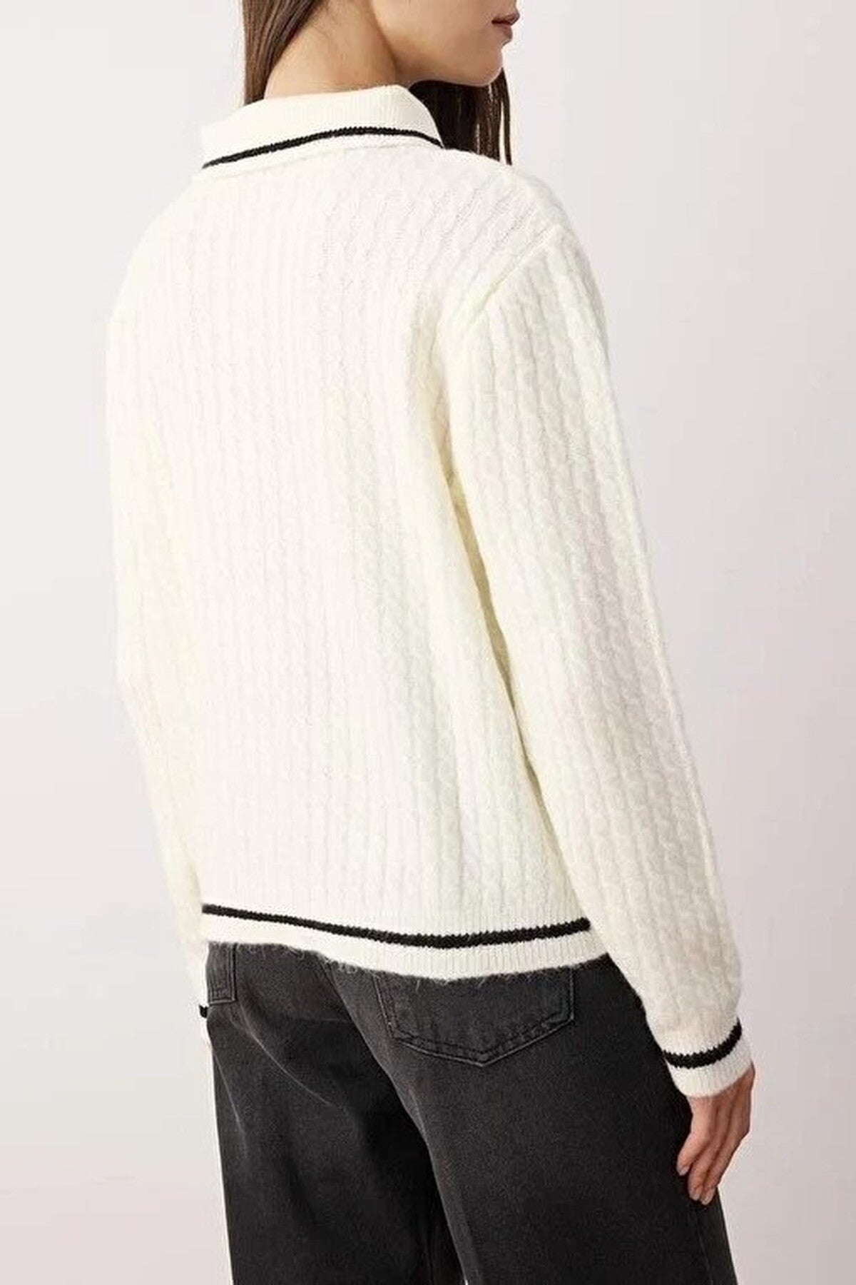 Polo Collar Soft Textured Knit Sweater