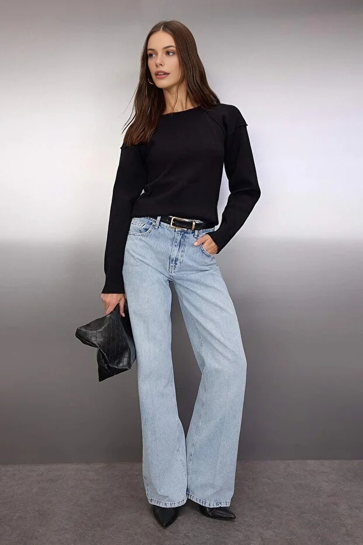 Knitted Sweater with Backless Detail