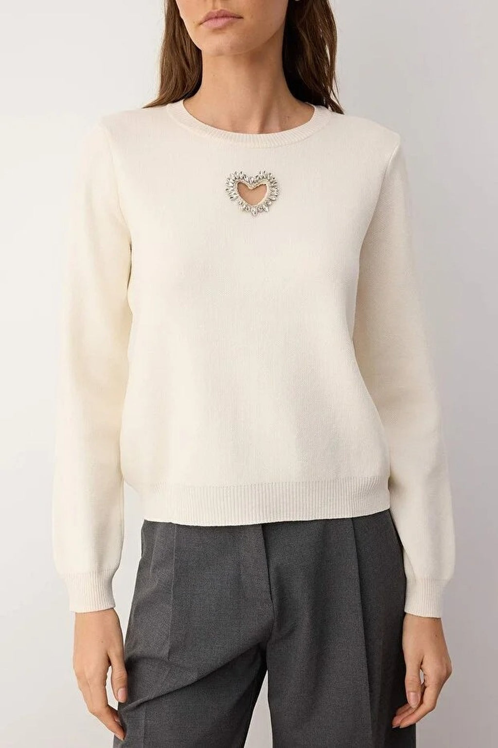Heart Cut Out Detail Knitted Sweater