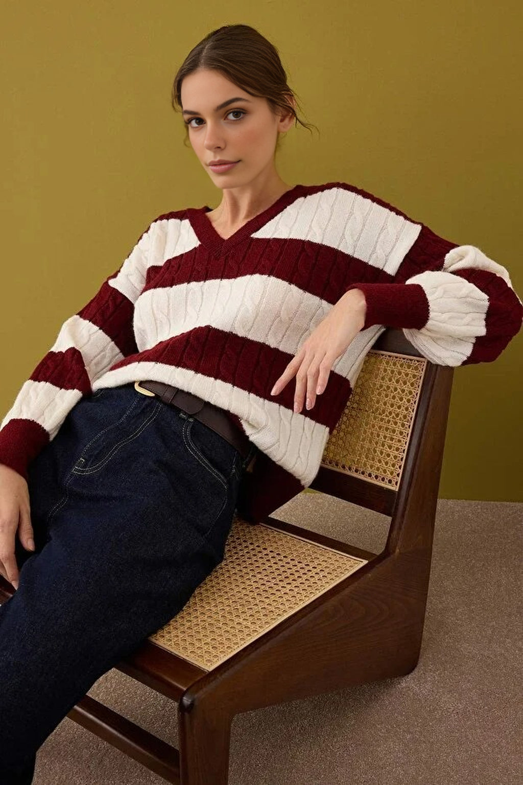 Soft Textured Color Blocking Knit Sweater