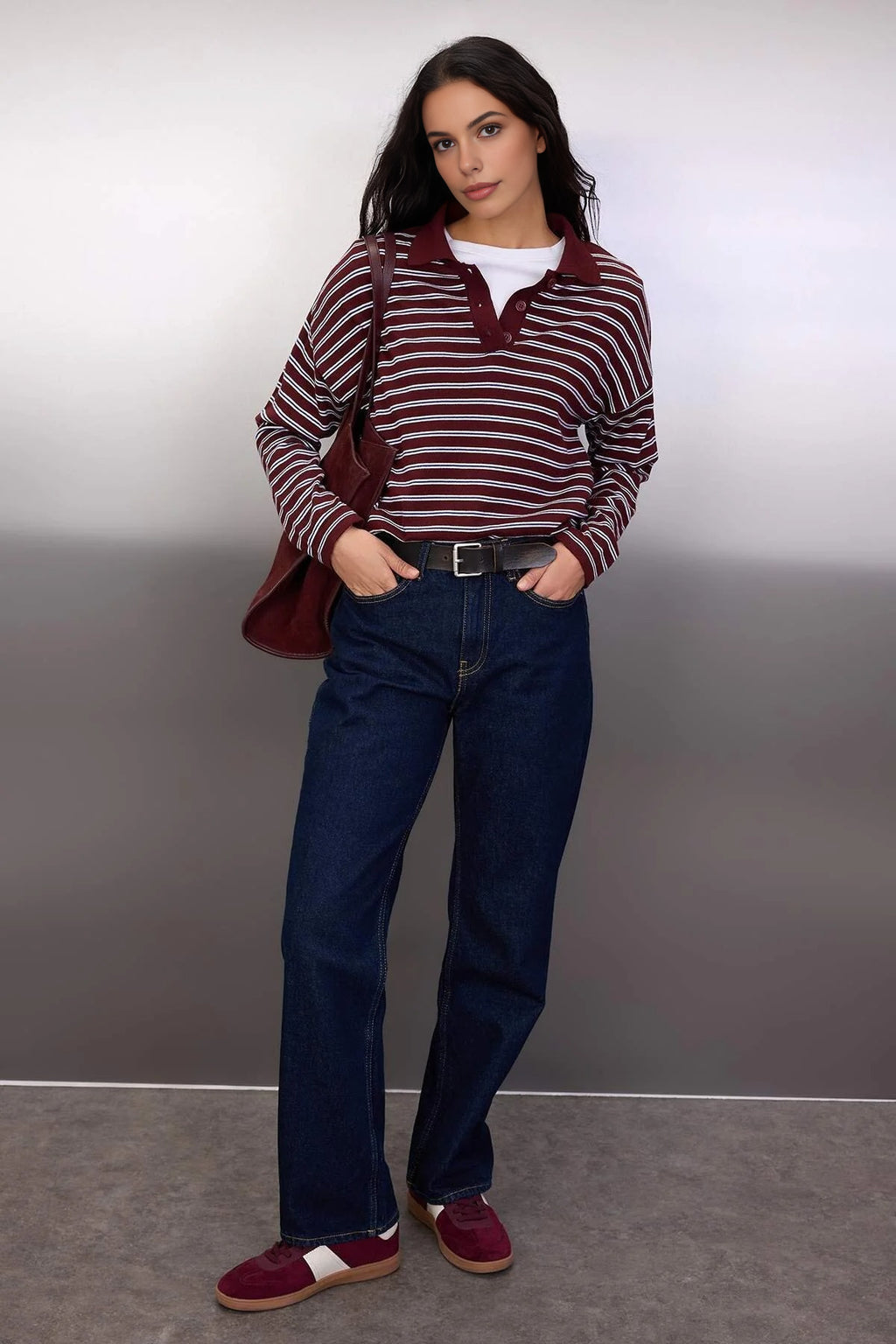 Loose Fit Striped Knit Sweater