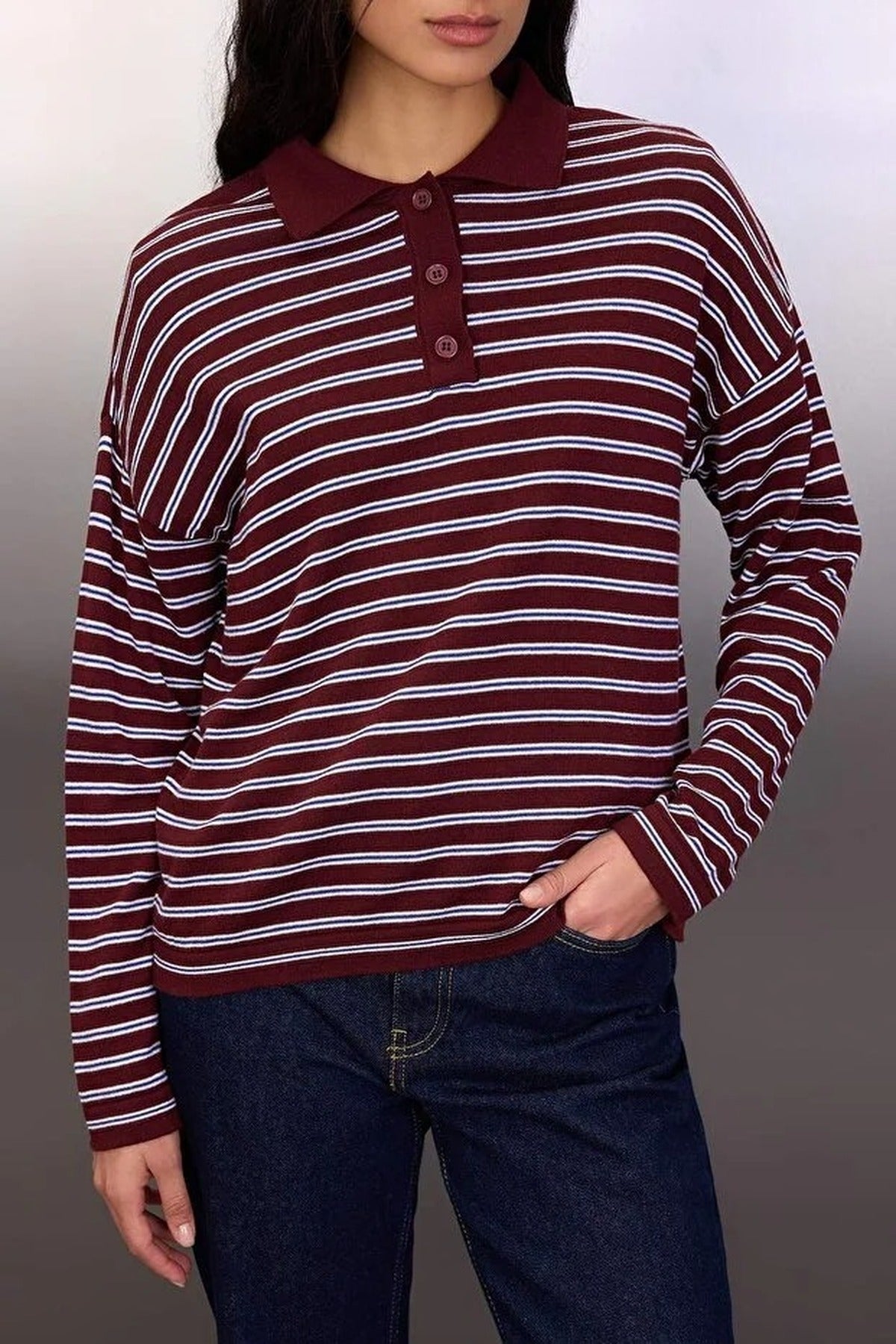 Loose Fit Striped Knit Sweater