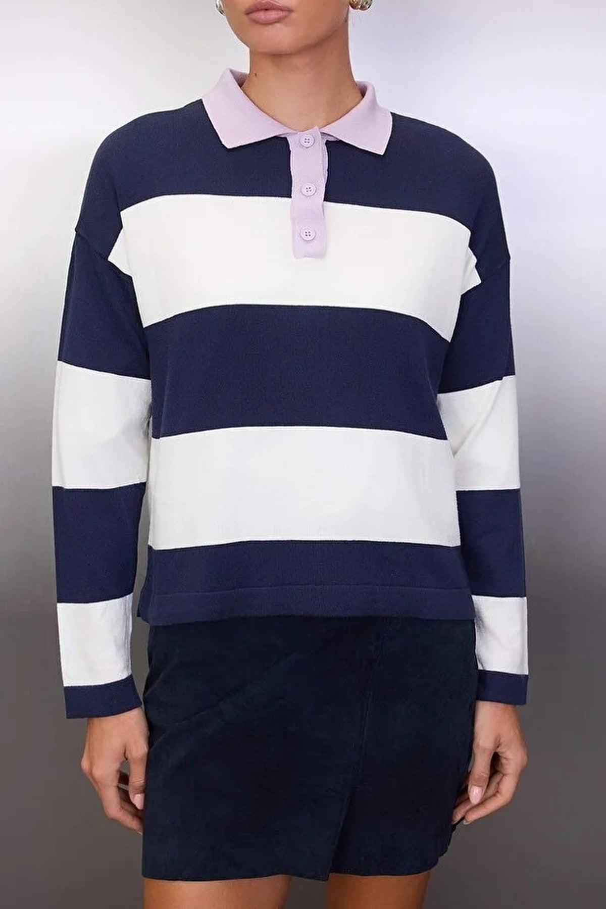 Loose Fit Striped Knit Sweater