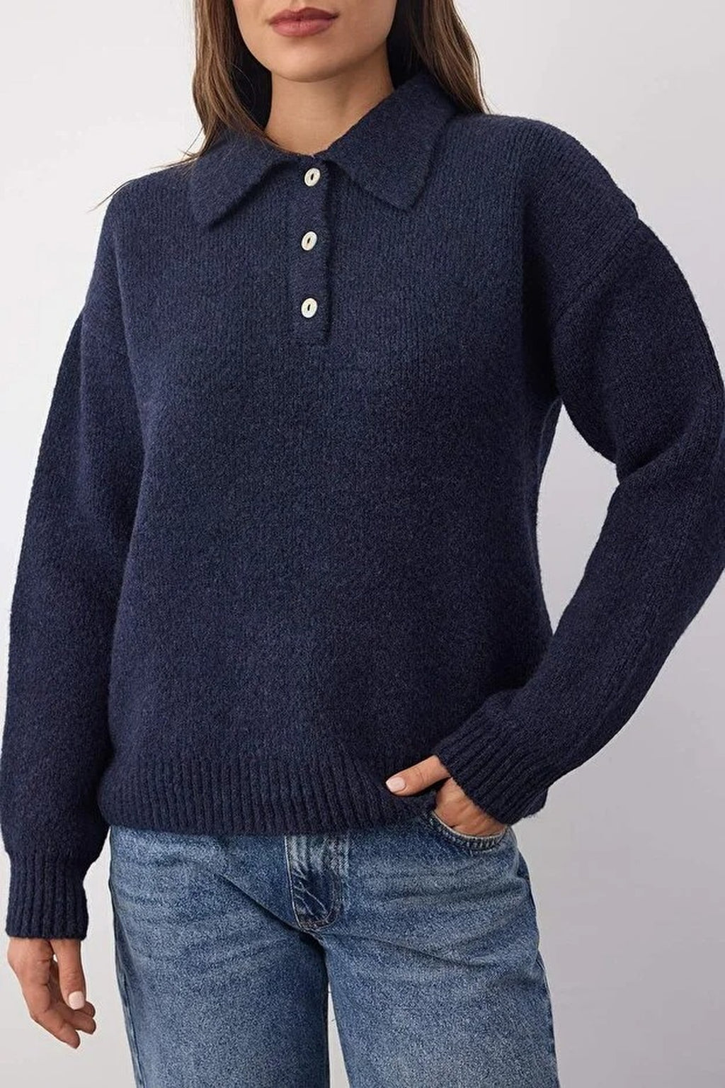 Basic Loose Fit Special Yarn Knit Sweater