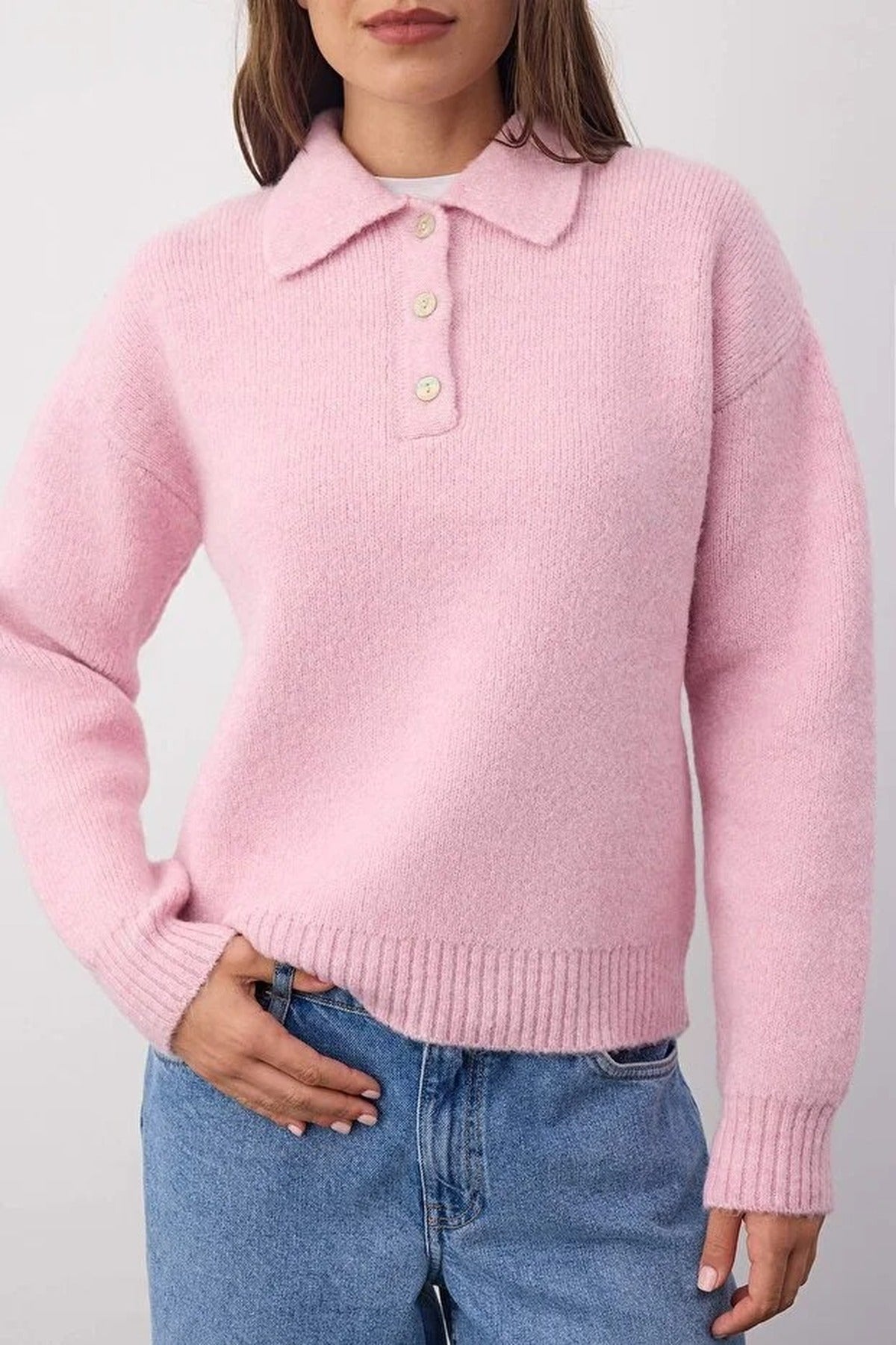 Basic Loose Fit Special Yarn Knit Sweater