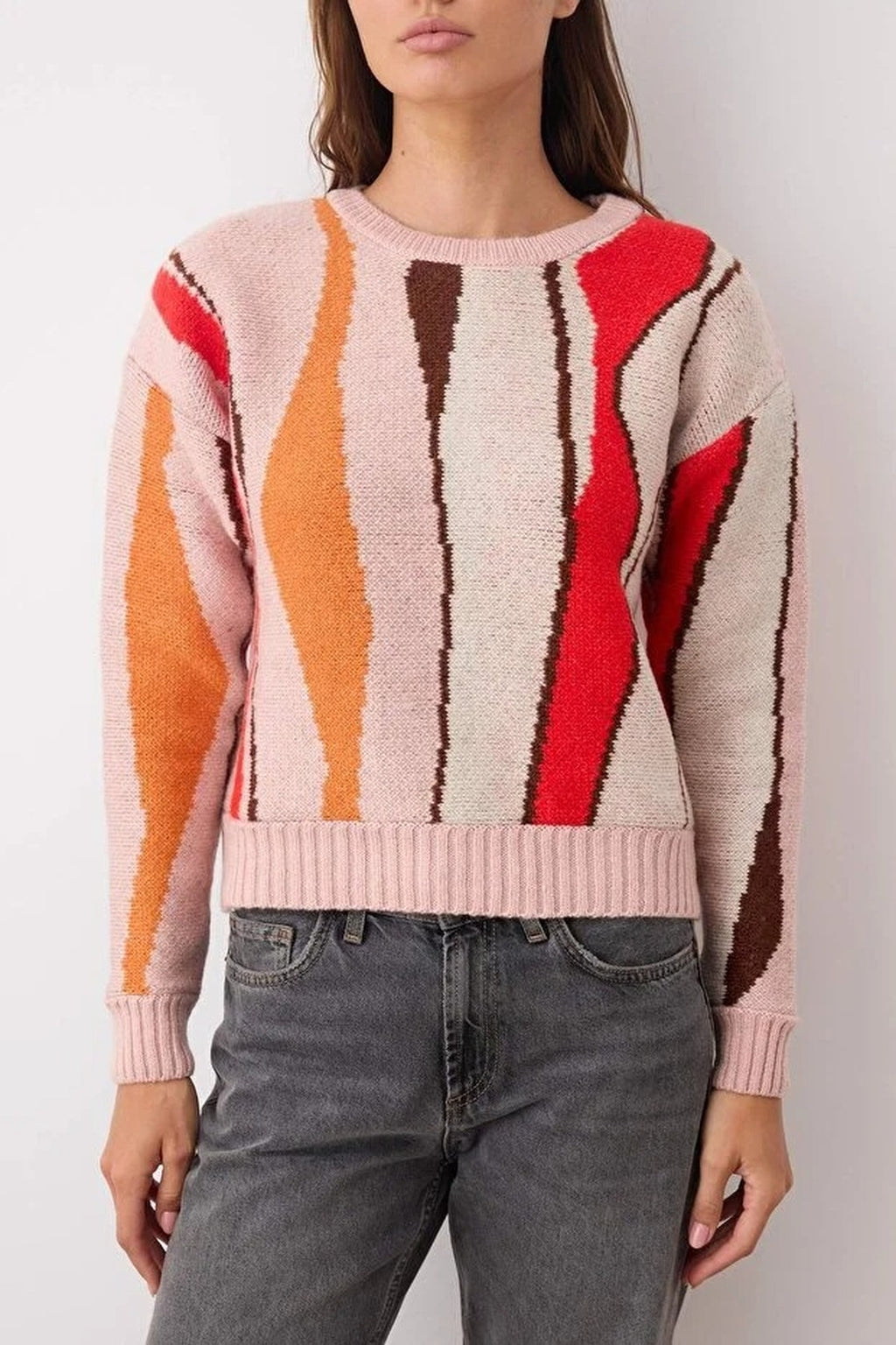 Soft Textured Color Blocking Knit Sweater