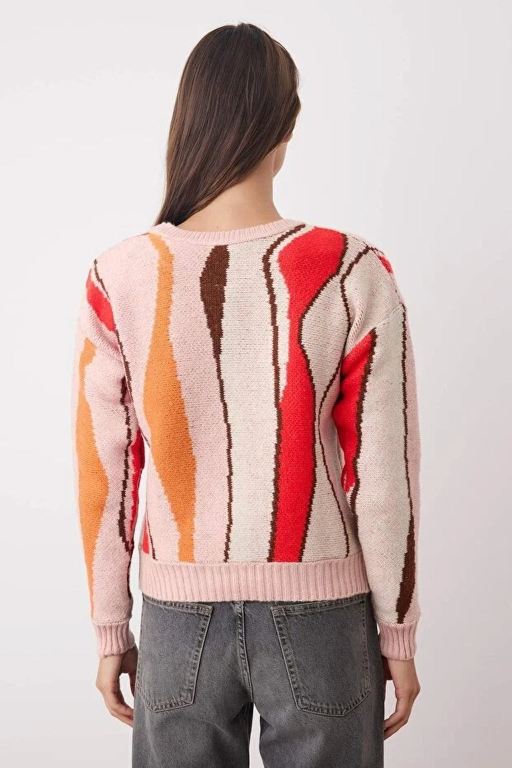 Soft Textured Color Blocking Knit Sweater