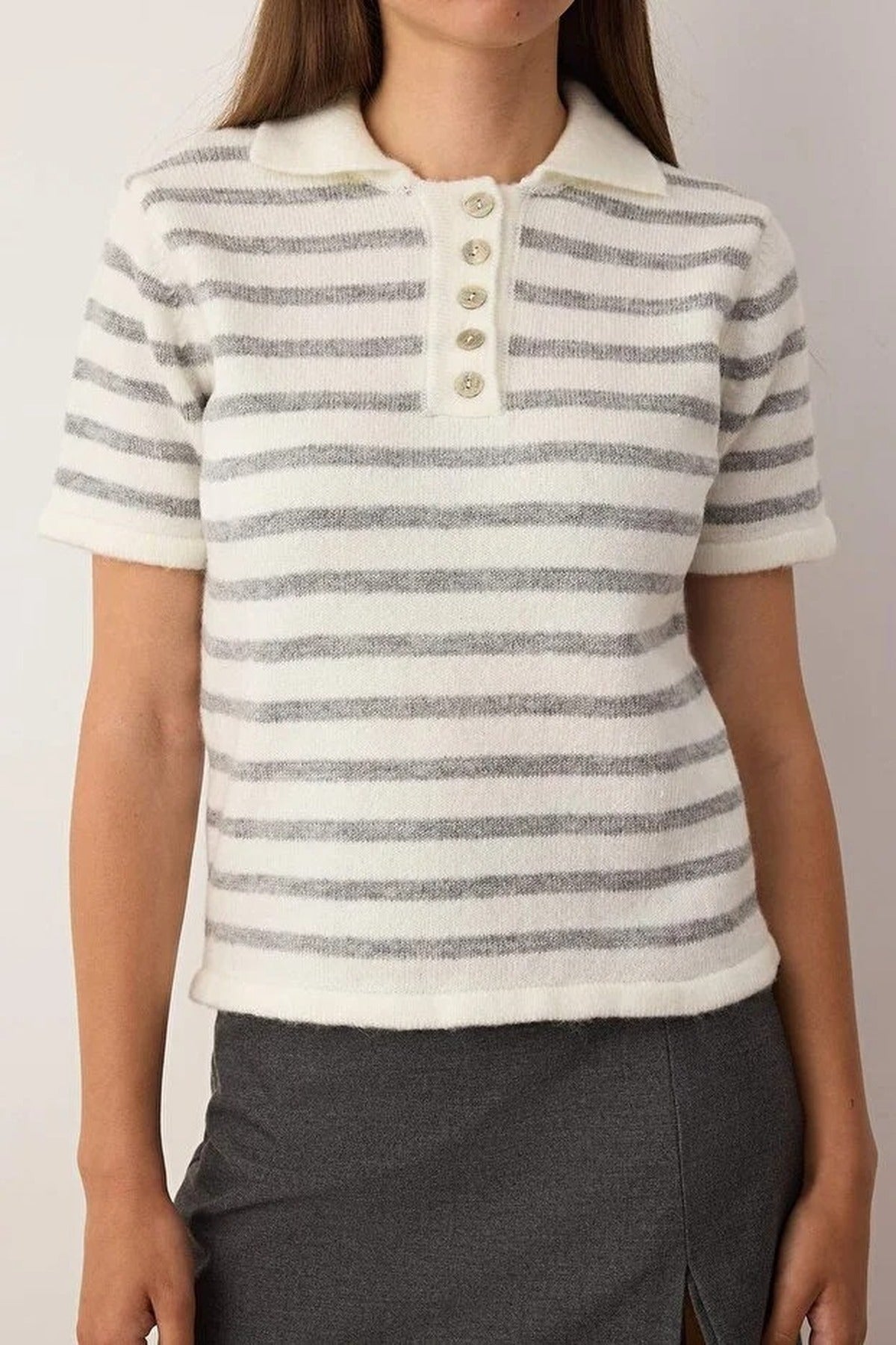 Soft Textured Striped Knit Sweater