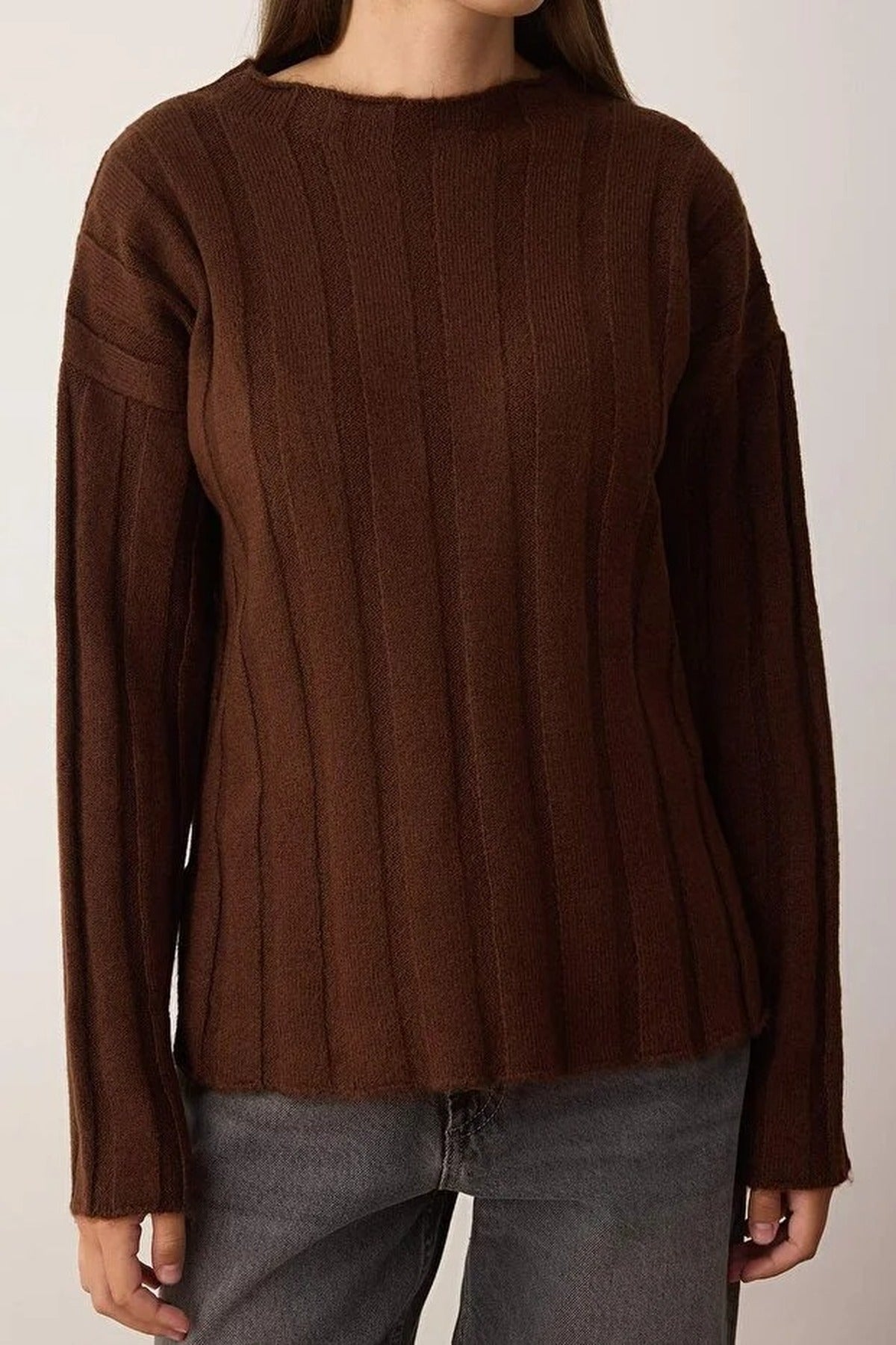 Soft Textured Loose Fit Knit Sweater